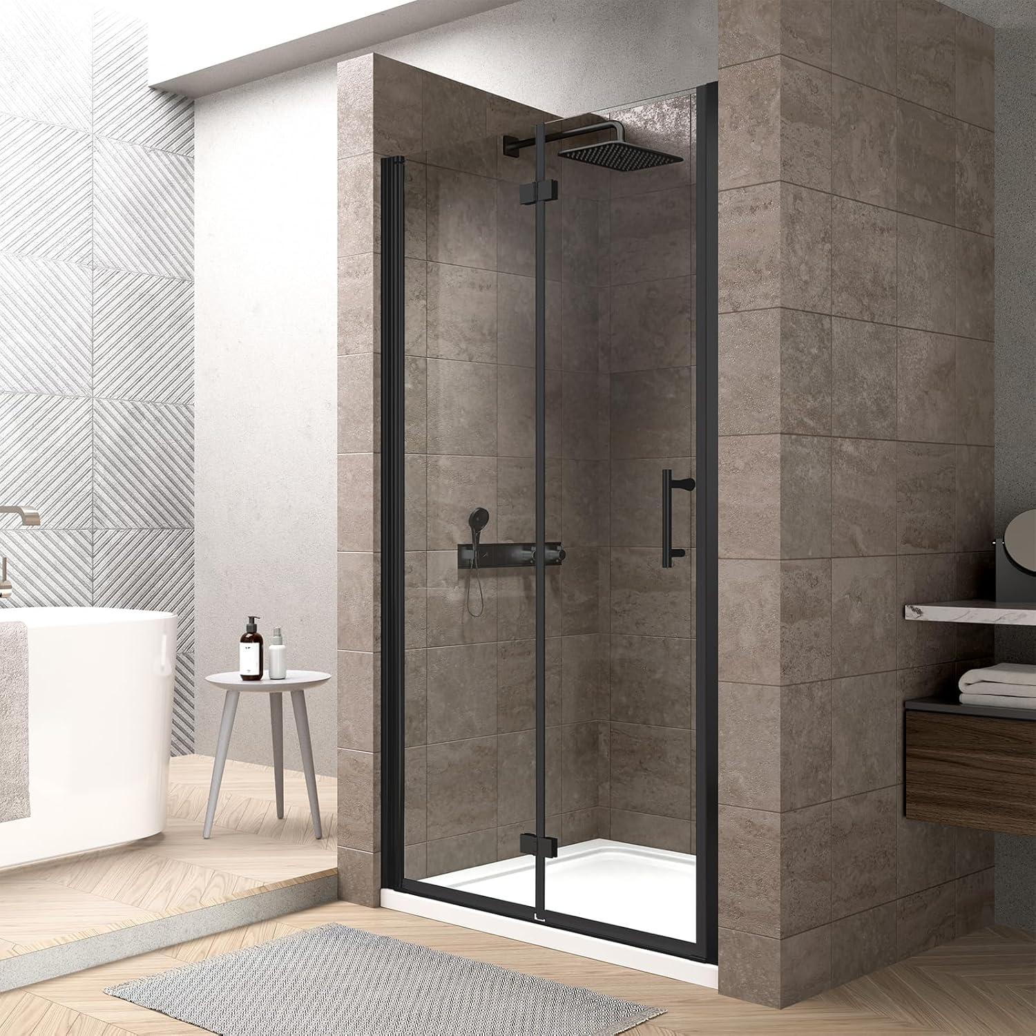 34'' W x 72'' HFolding Frameless Shower Door with Tempered Glass