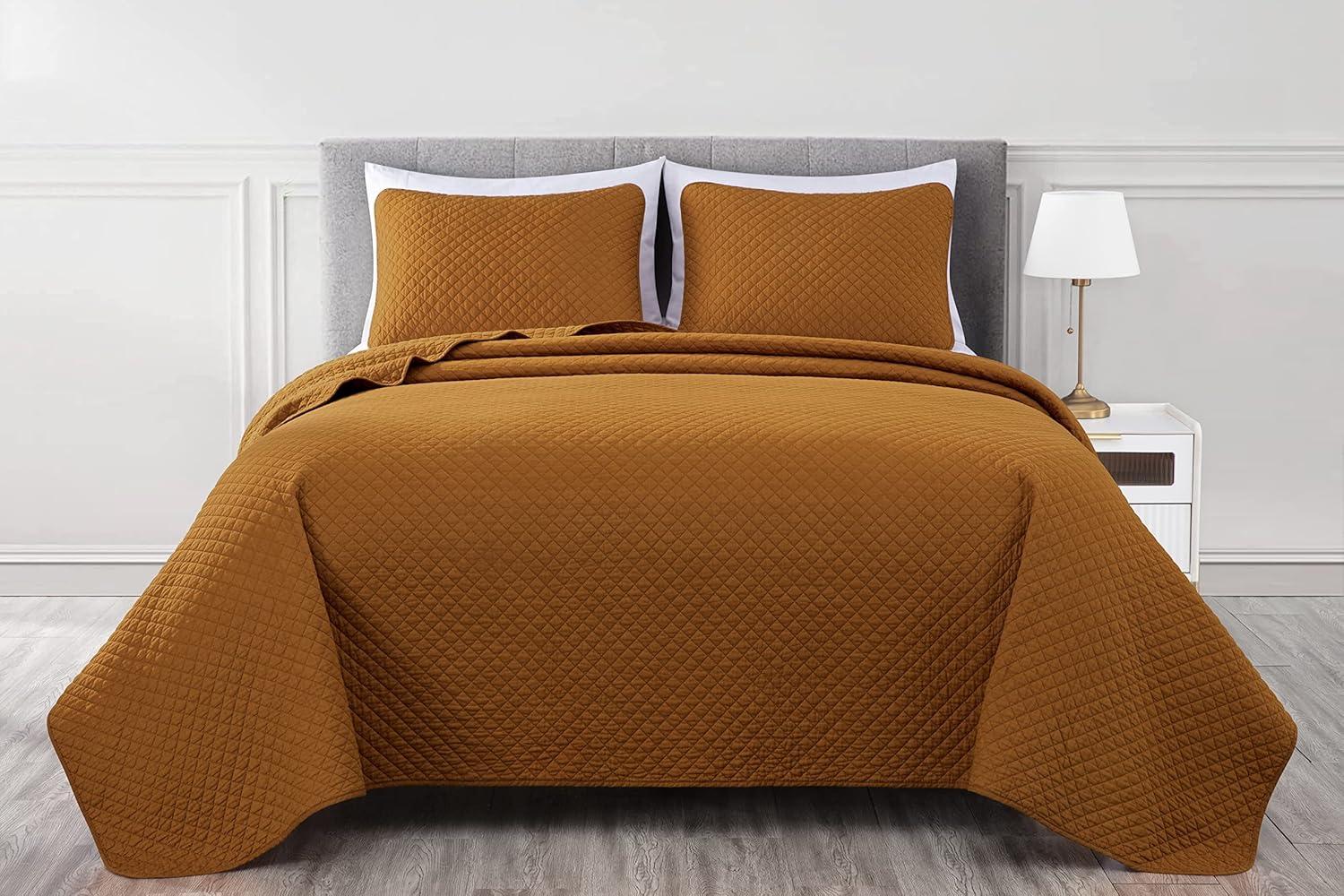 Chezmoi Collection Solid Color Cotton Quilt Cotton Quilt Set