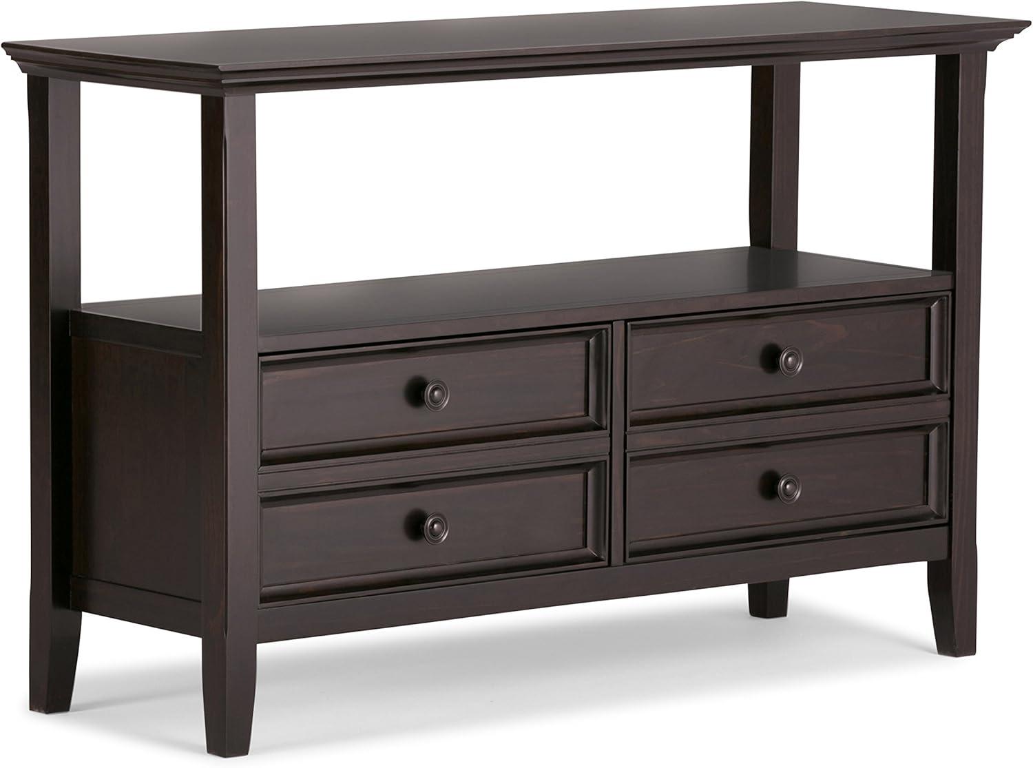 Hickory Brown Solid Wood Console Table with Storage Drawers