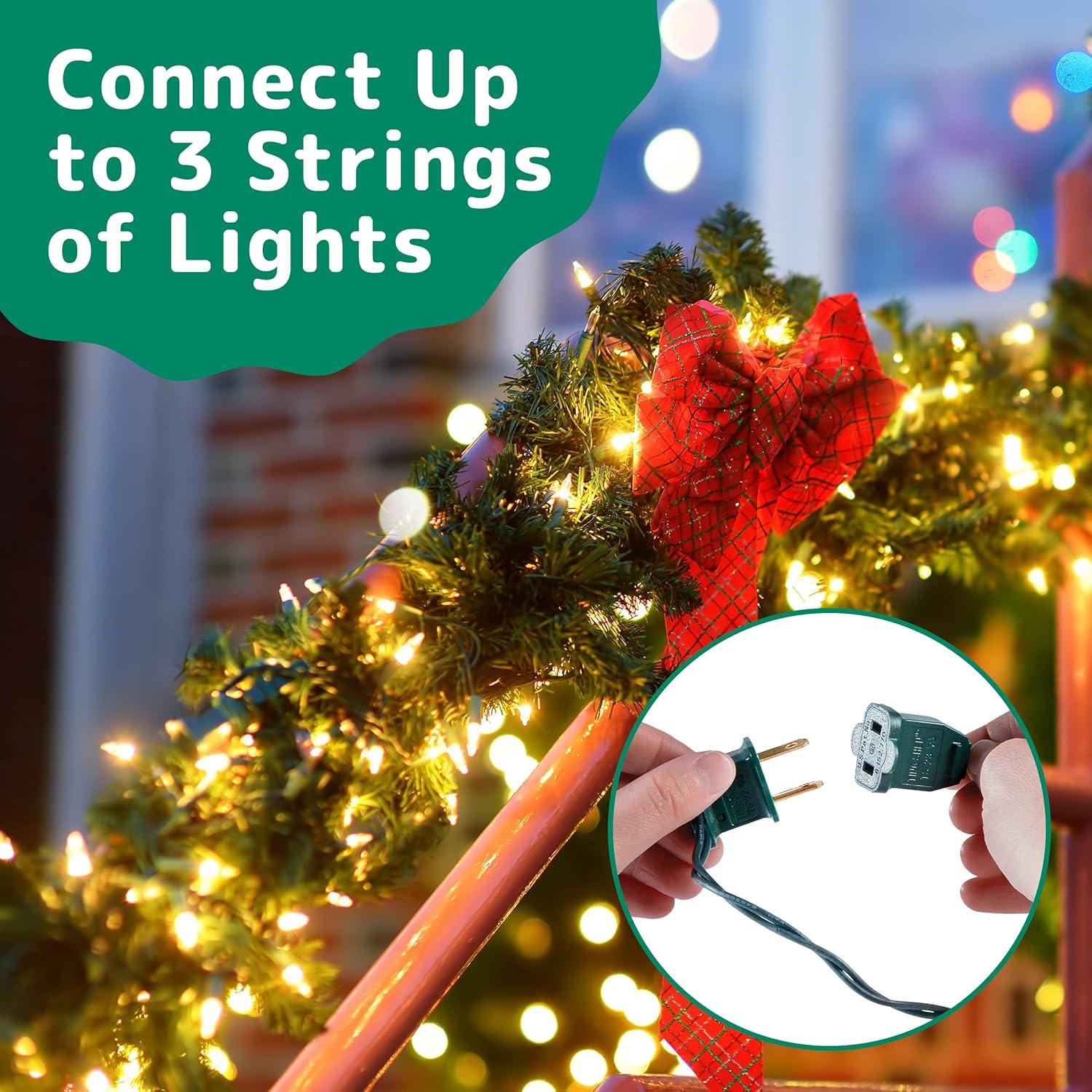 Warm White LED Twinkle Christmas Tree Lights with Green Wire