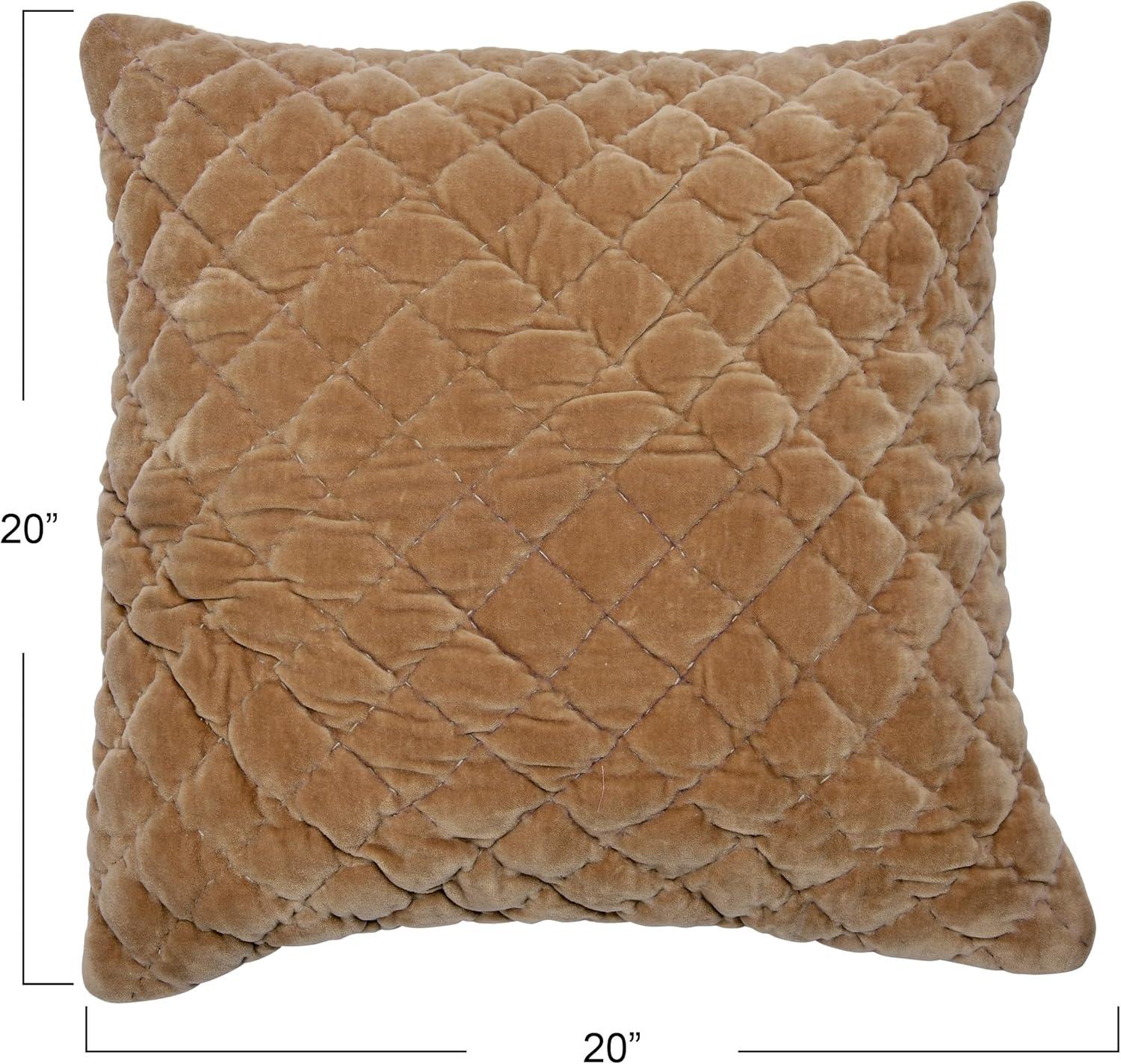 Creative Co-Op 20" Square Quilted Velvet Pillow Cover