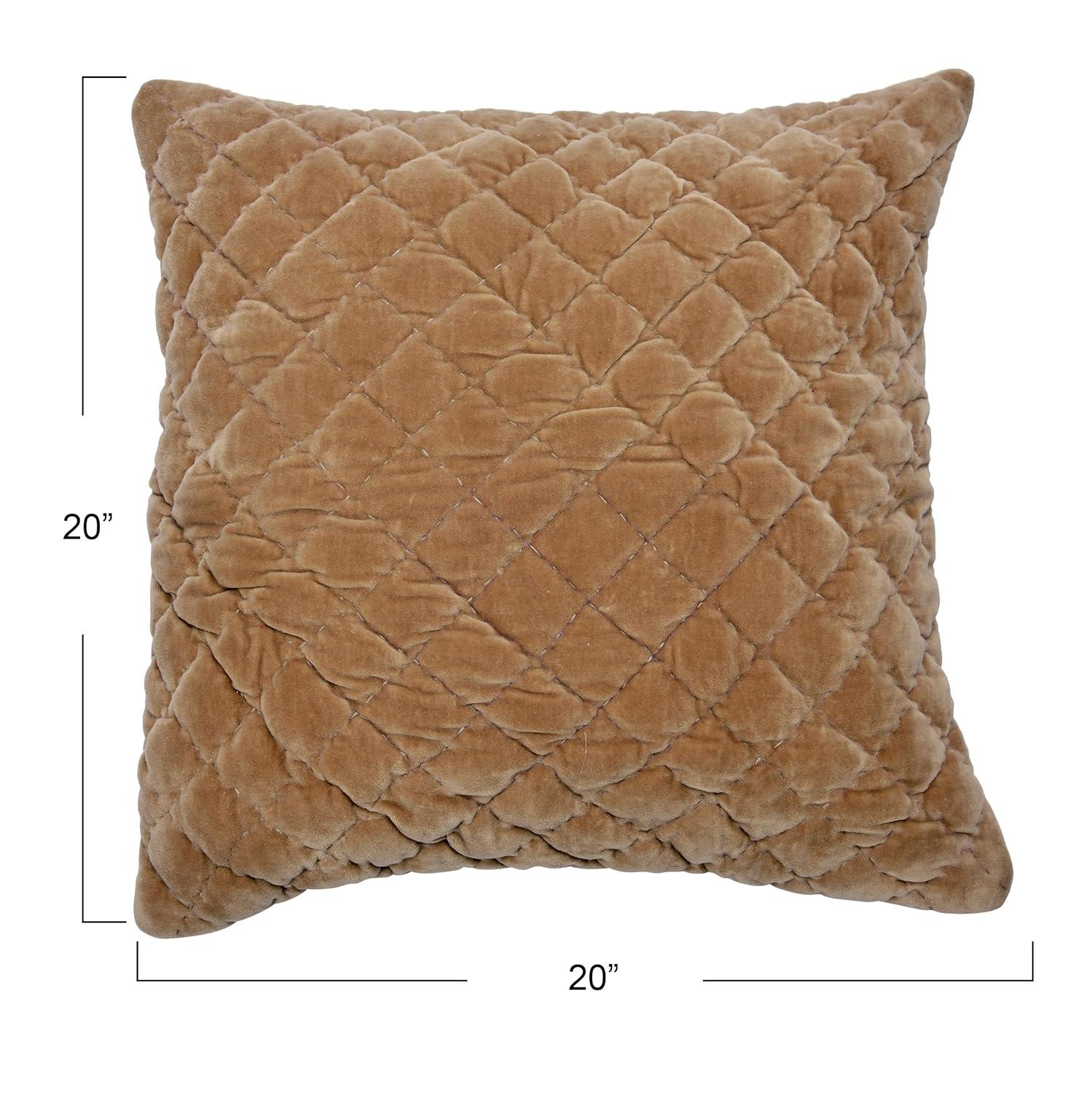 Creative Co-Op 20" Square Quilted Velvet Pillow Cover