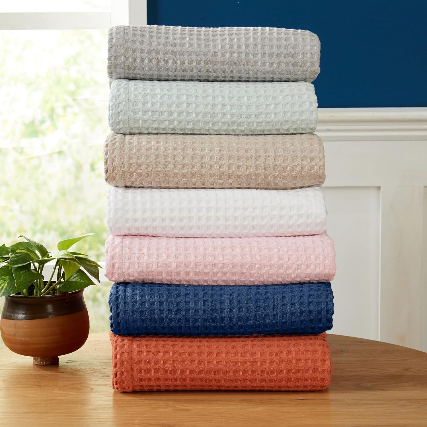 Market & Place 100% Cotton Waffle Weave Bed Blanket King Taupe