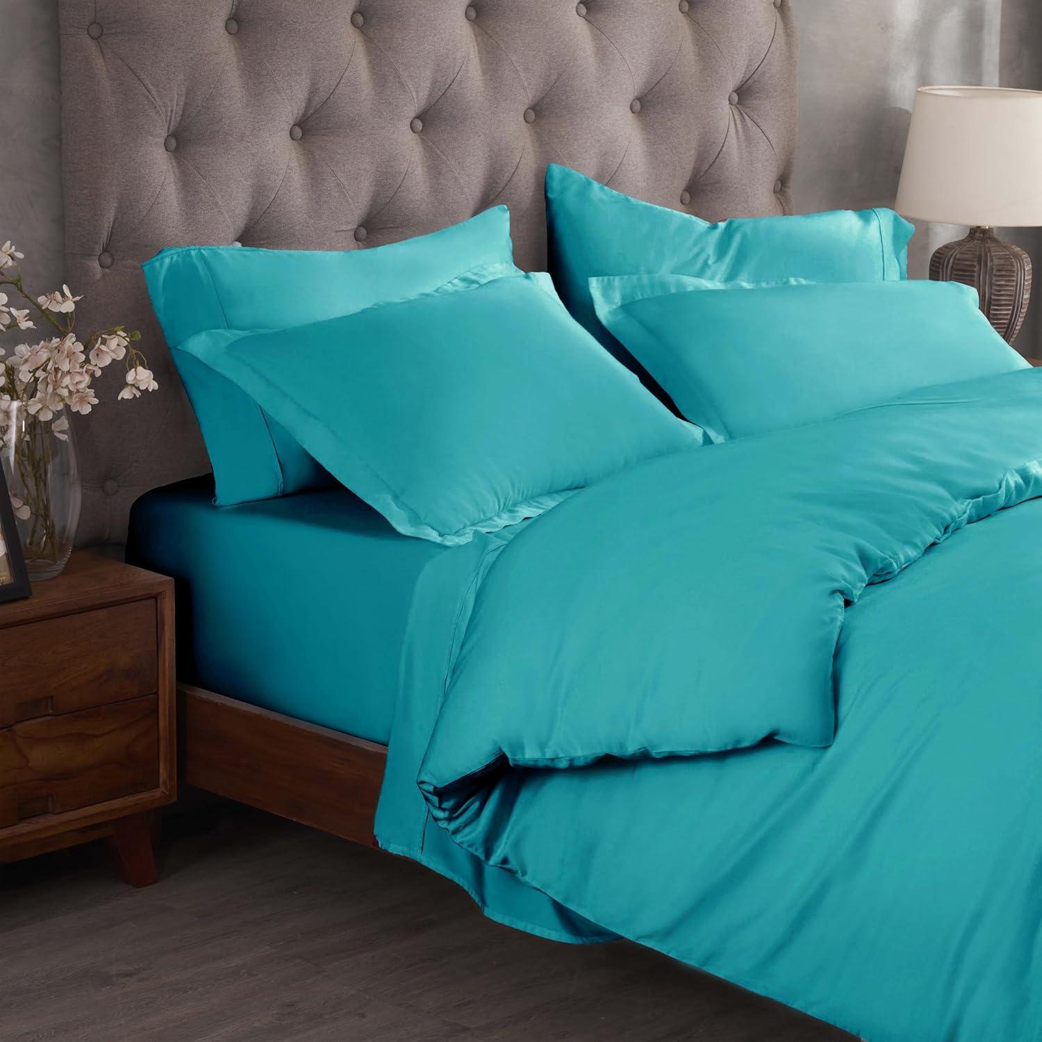 Superior Egyptian Cotton 300 Thread Count Duvet Cover Set, Twin, Teal