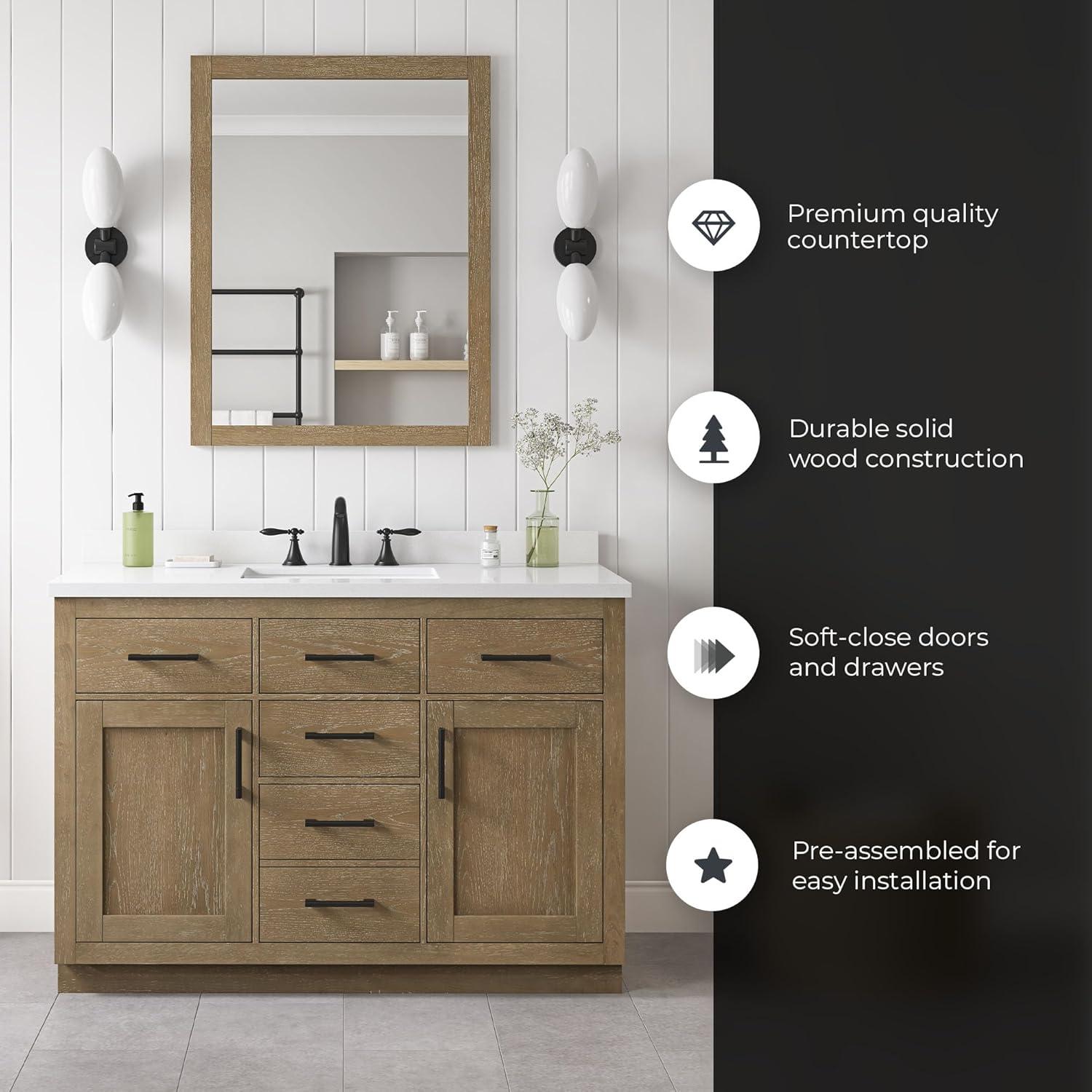 Bailey 48.03'' Single Bathroom Vanity with Engineered Quartz Top