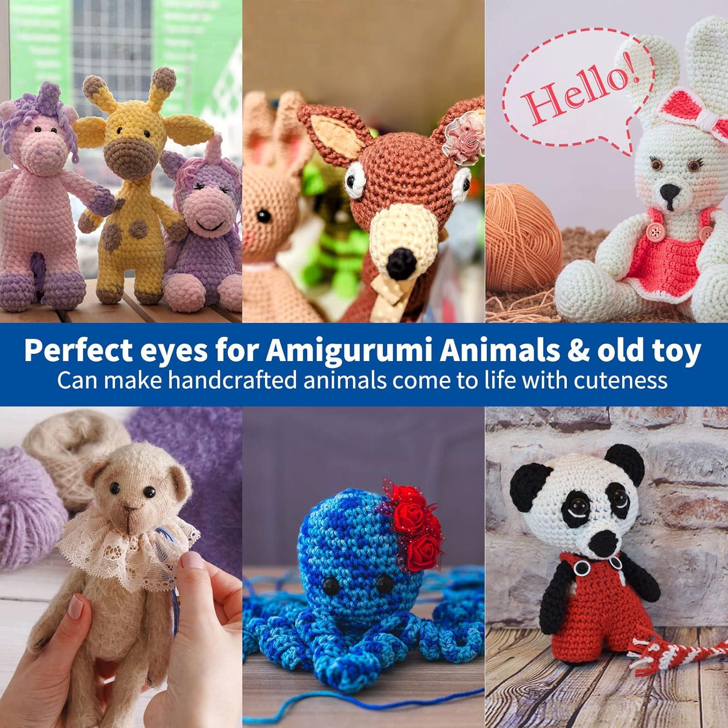 Large Safety Eyes for Amigurumi Crochet 40mm - RuWfpz Stuffed Animal Eyes with Washers, 8Pcs Black Plastic Crochet Safety Eyes for Crafts Doll Bear Plush Animal