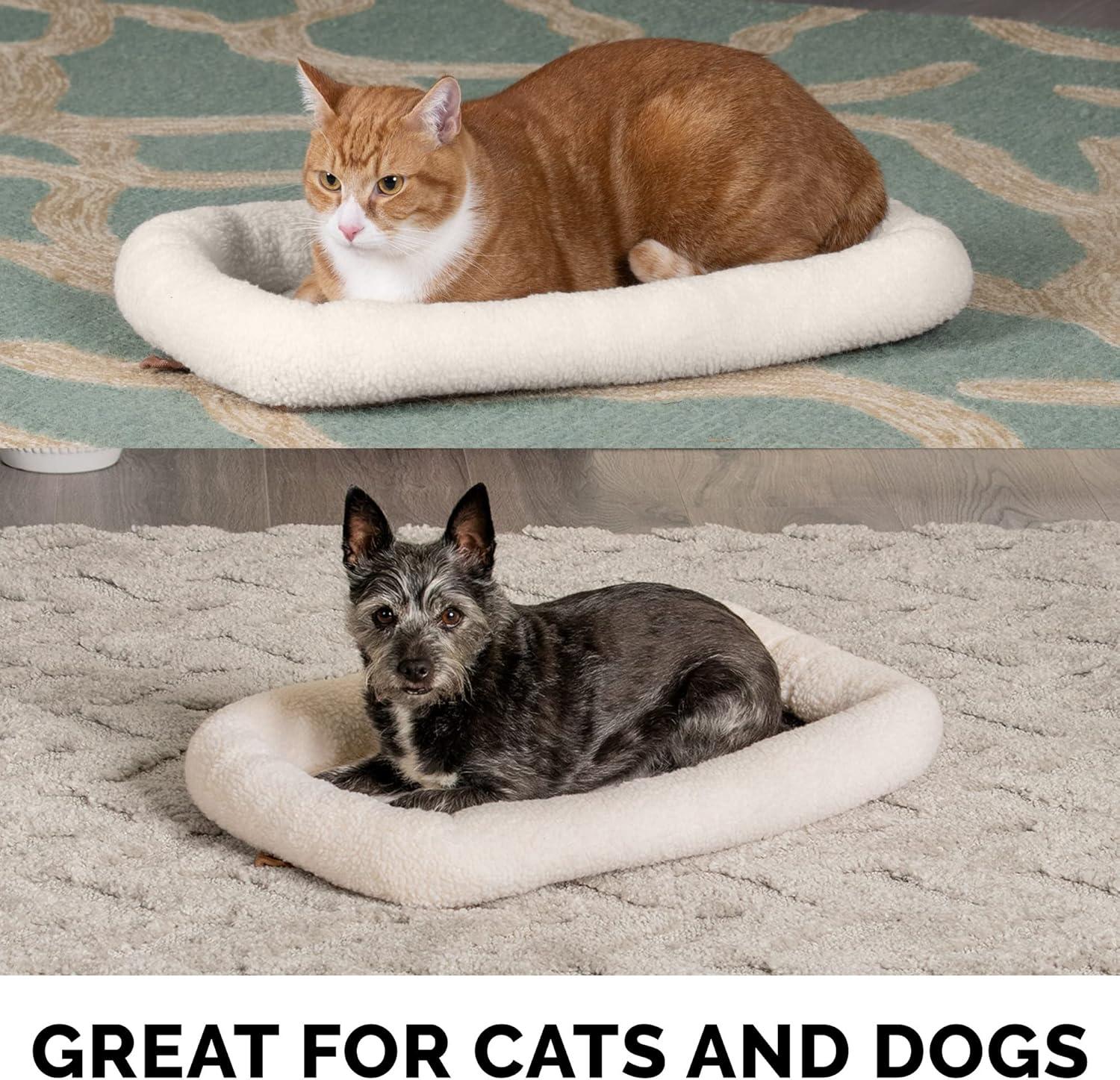 FurHaven Faux Lambswool Crate Bolster Pet Bed