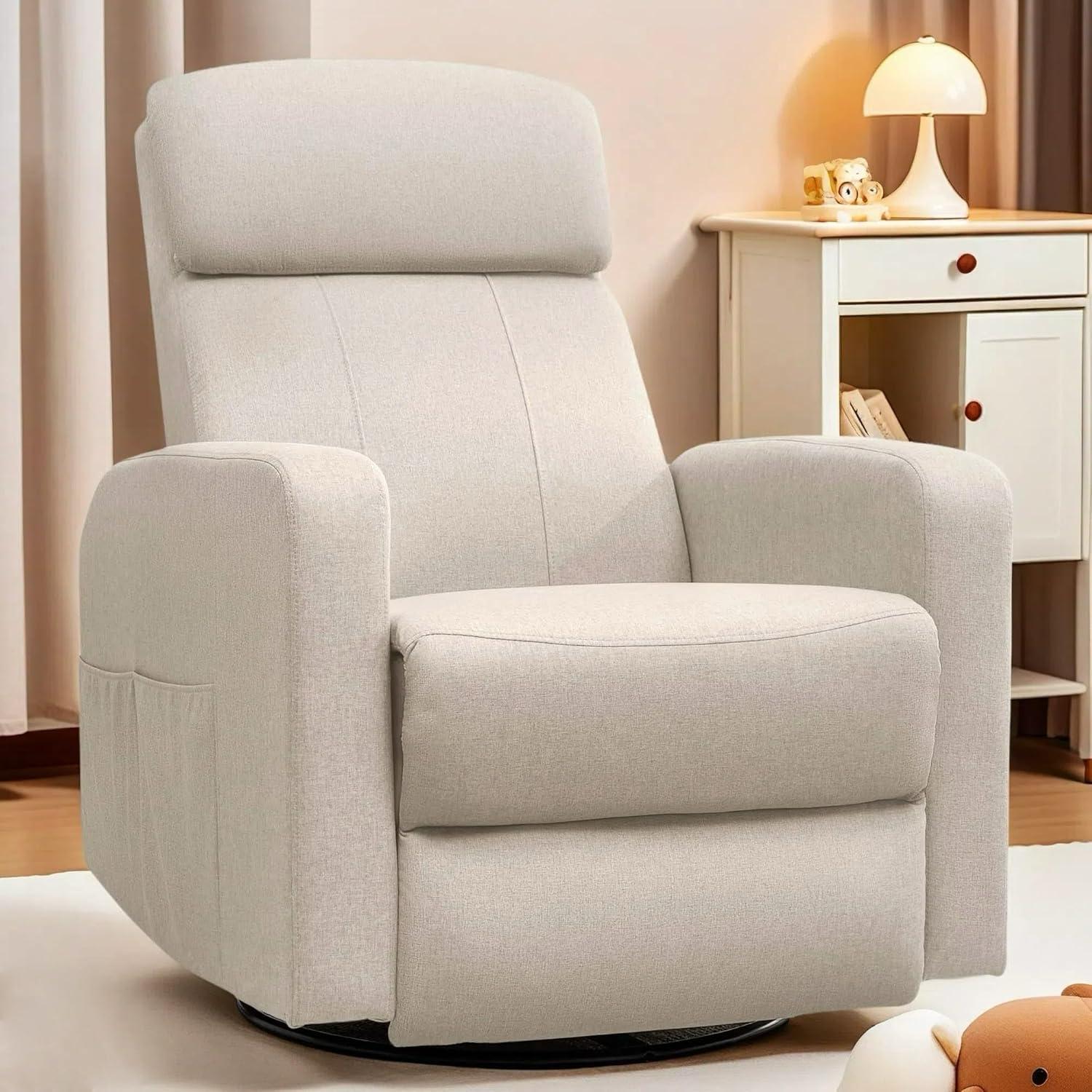 Ebern Designs Power Swivel Recliner Chairs For Adults, Electric Rocking Chair, Glider Recliner Chair With Classified Side Pocket, Rocking Chairs Featuring Type-c And Usb Ports