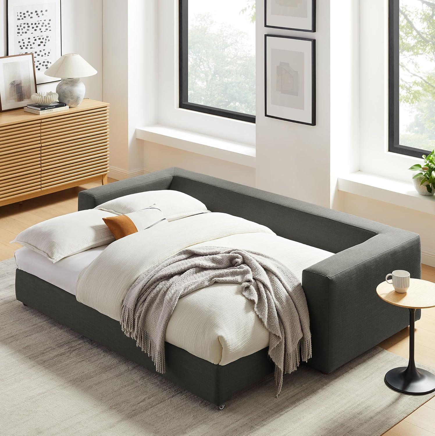 Modway Commix Down Filled Overstuffed Sleeper Sofa In Pure White