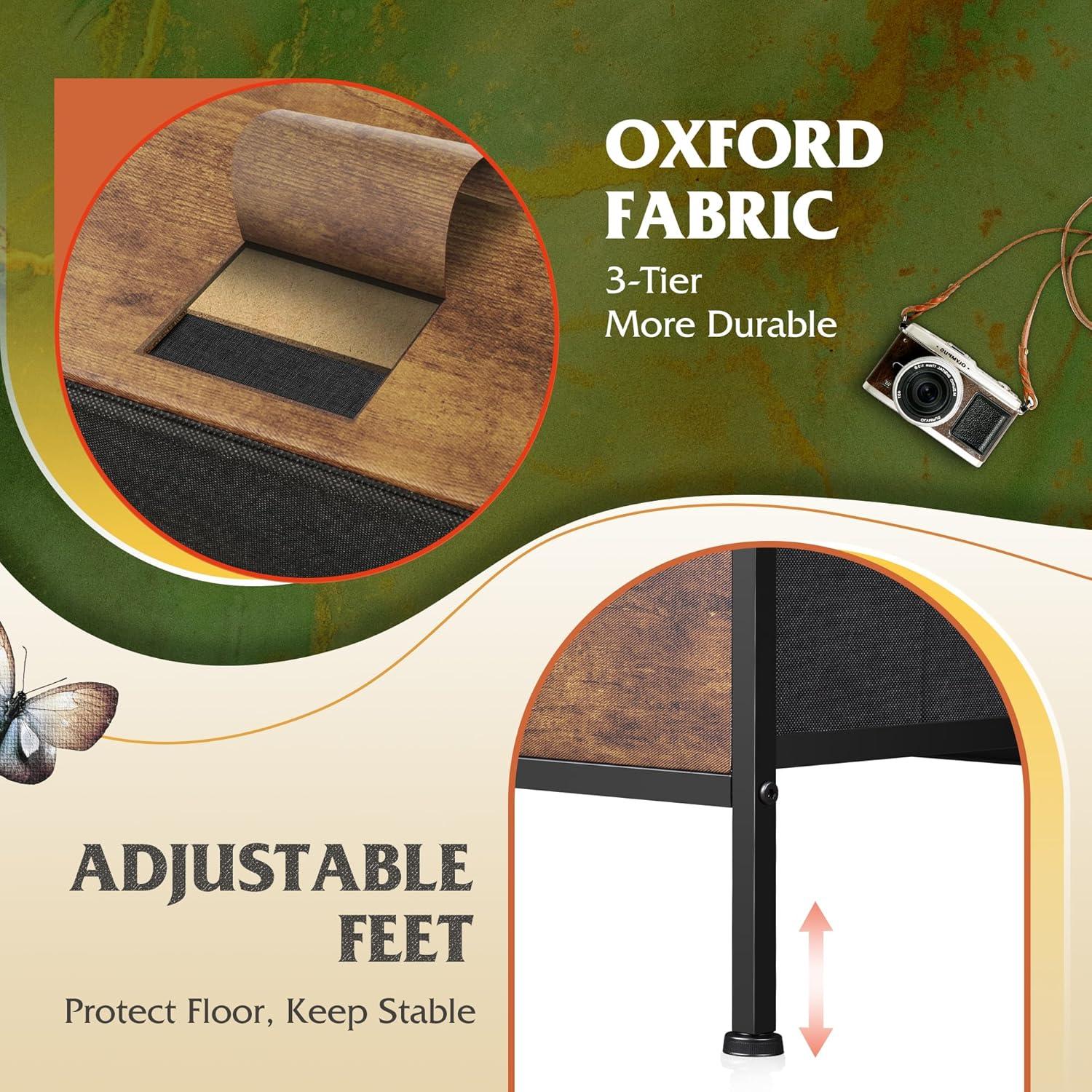 WLIVE Dresser for Bedroom with 5 Drawers, Wide Chest of Drawers for Bedroom, Fabric Dresser for Living Room, Closet, Hallway, Rustic Brown Wood Grain Print