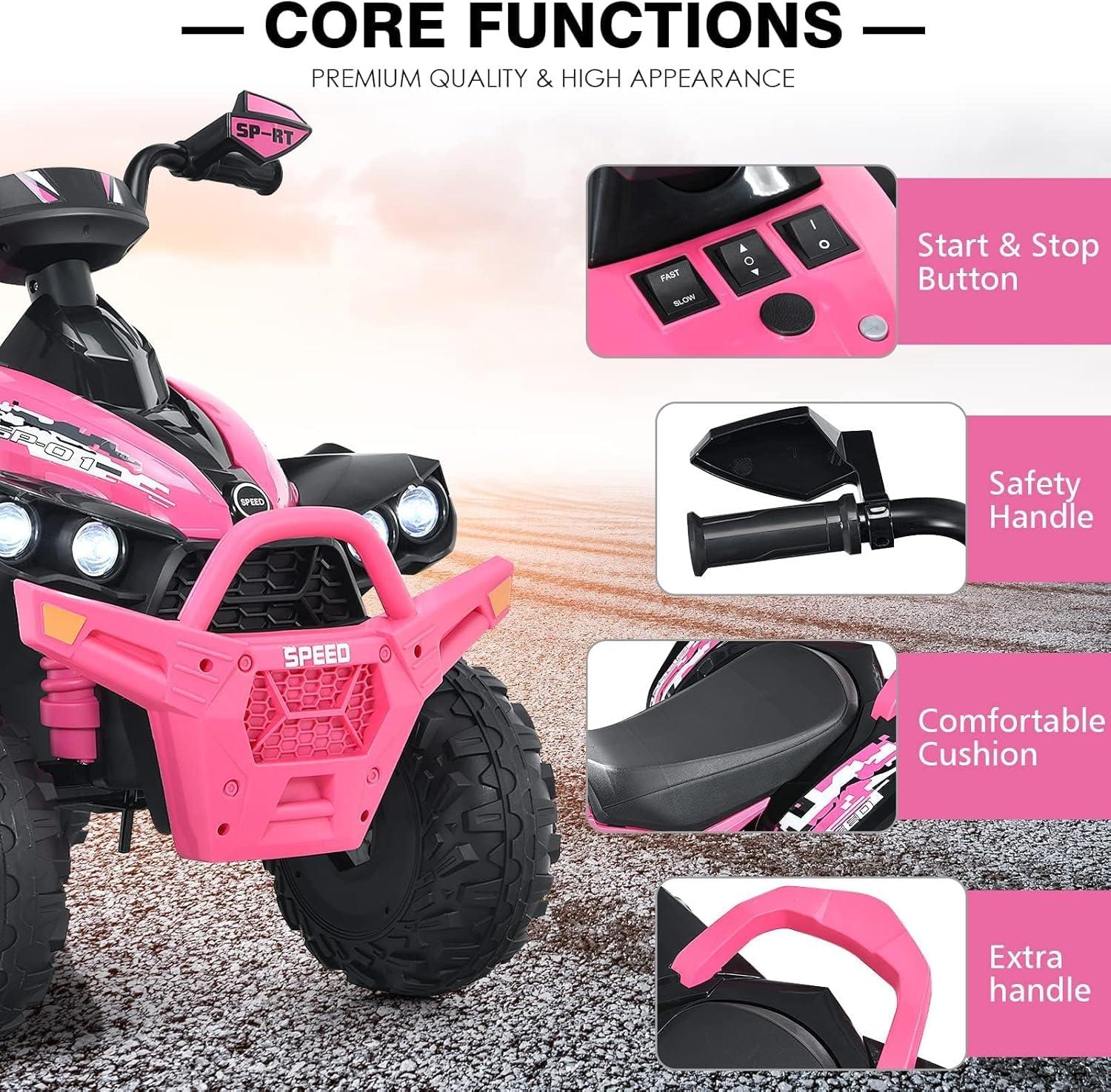 Infans 12V Battery Powered Kids Ride On ATV Electric 4-Wheeler Quad Car w/ MP3 & Light