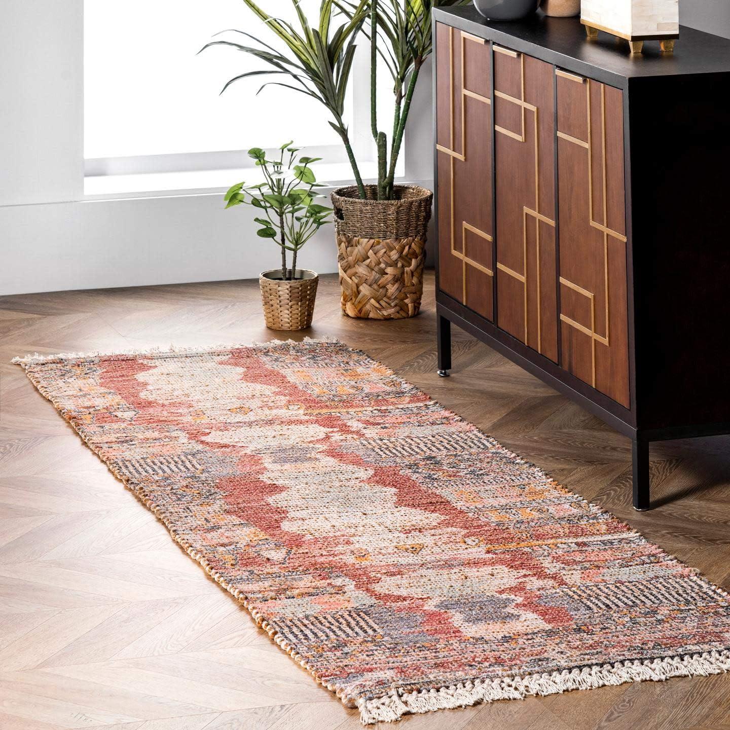 Nuloom Hermina Abstract 5x8 Jute Indoor Area Rug for Dining Room Rug Neutral Rug Living Room Rug Kitchen, Multicolor/Ivory