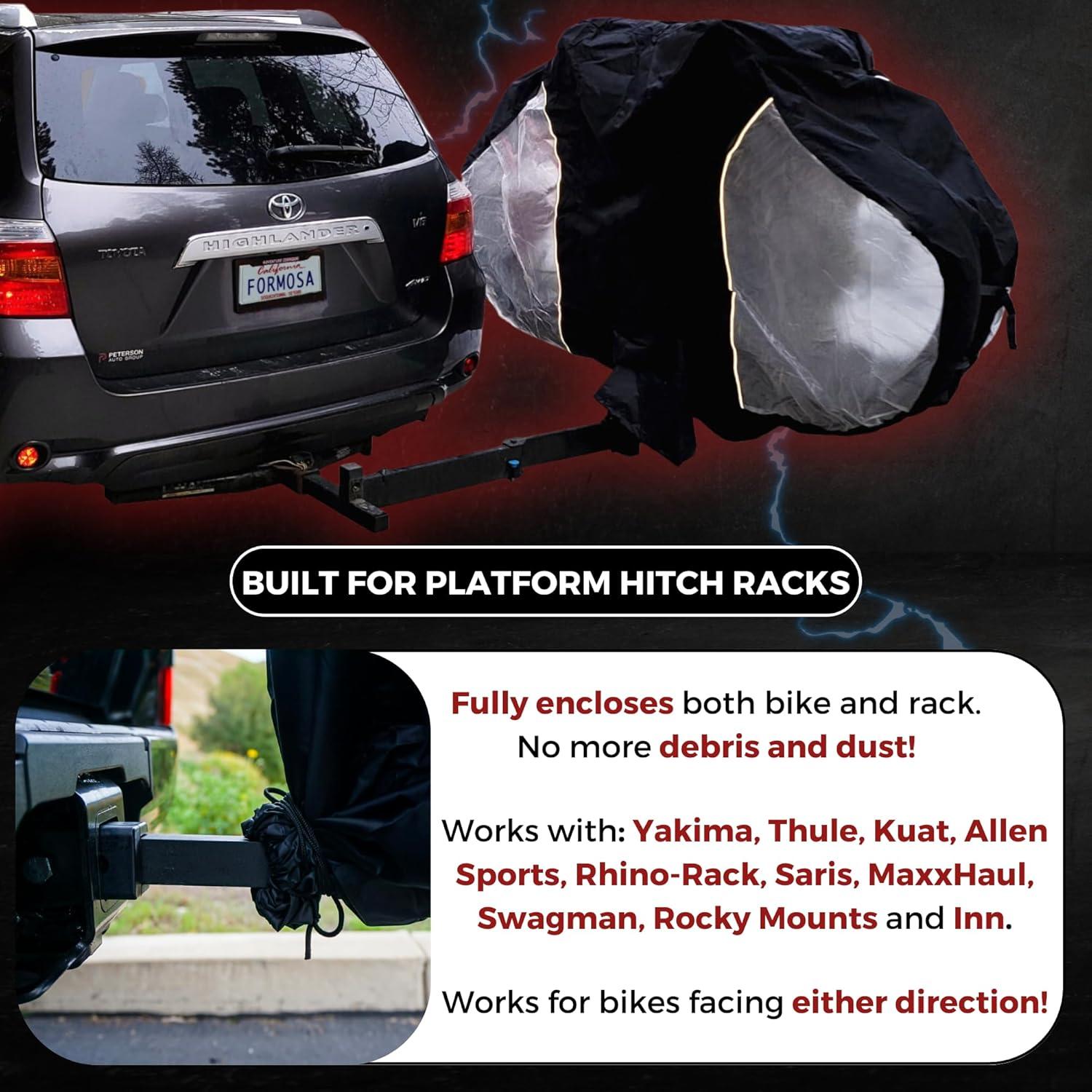FORMOSA Protective Travel Bike Cover - Heavy Duty Electric Bike Cover - Transport on Rack - Single, Dual, Quad Sizes