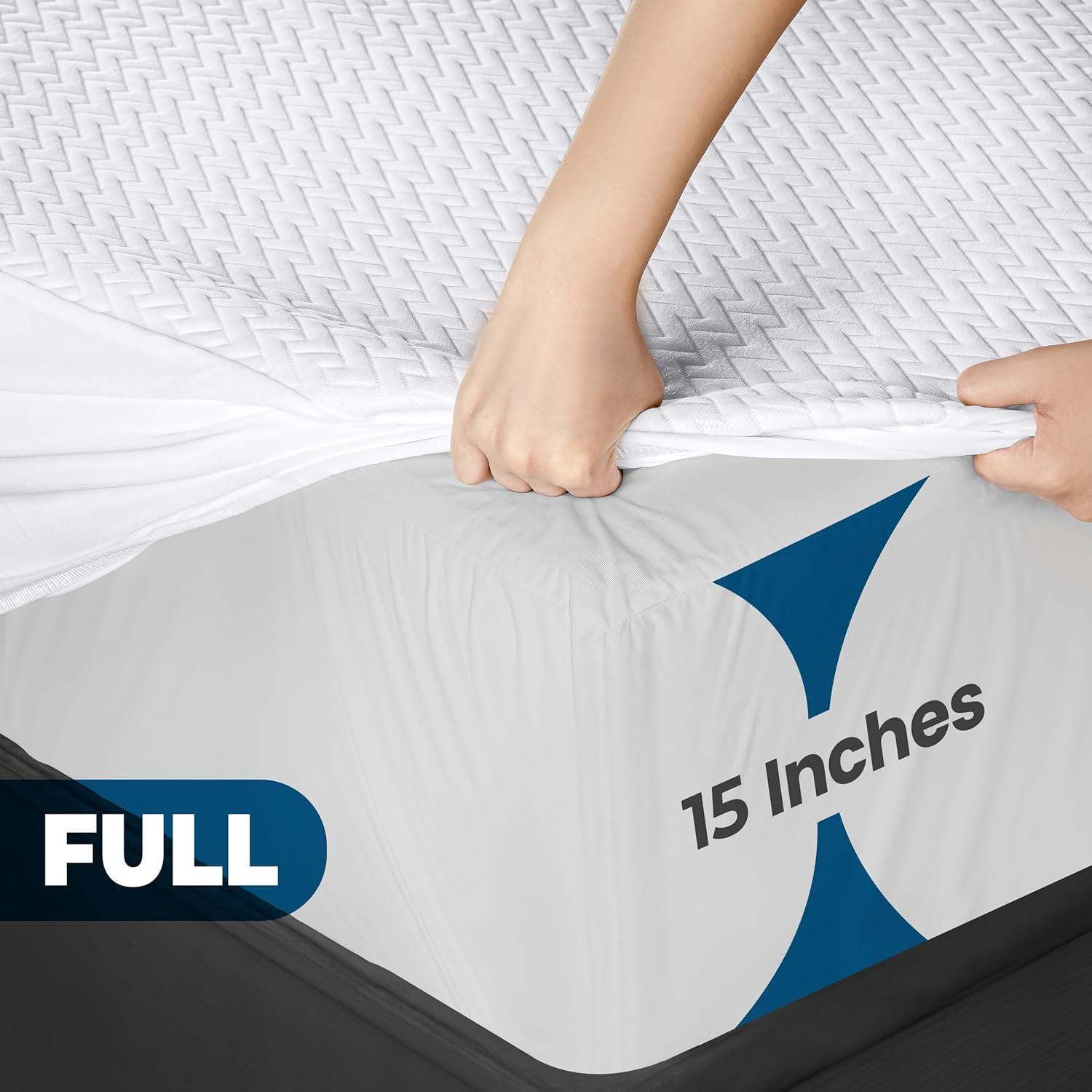 Utopia Bedding Waterproof Mattress Protector Full Size, Premium 3D Air Soft Fabric Mattress Cover, Fits 15 Inches Deep, Breathable, Fitted Style with Stretchable Pockets