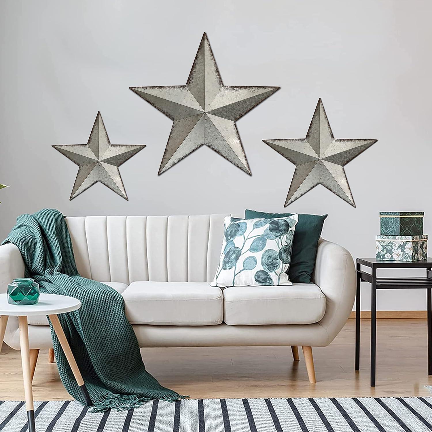 Set of 3 Metal Stars Indoor Outdoor Wall Decors - Olivia & May