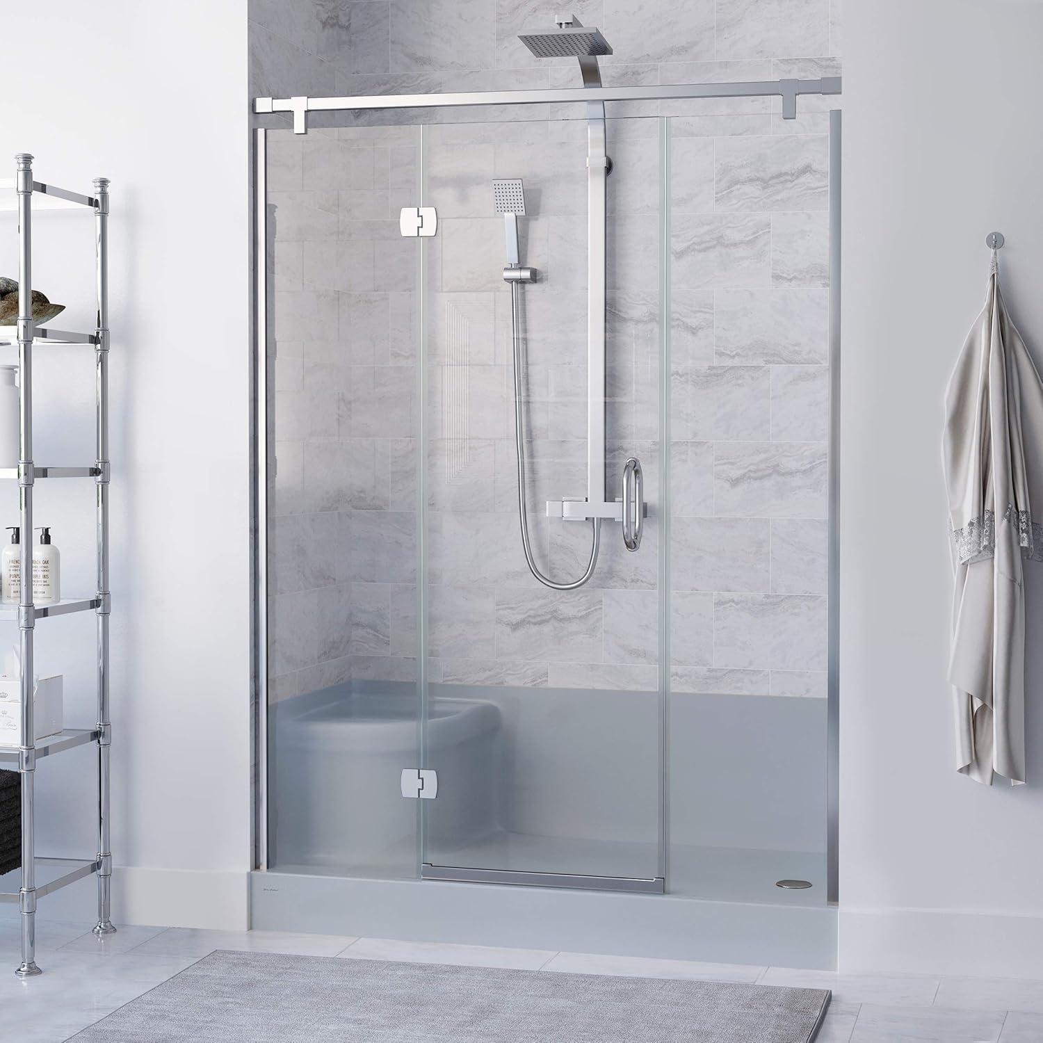 Aquatique 60" x 32" Single Threshold Shower Base With Right Hand Drain and Integral Left Hand Seat