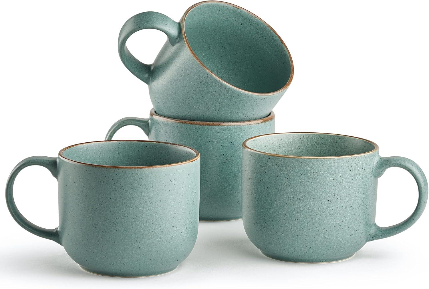 Maison Neuve Riverside Collection By Maison Neuve 4 Piece Set - Hand Crafted Stoneware Mugs Modern Dining Mugs, Large & Multipurpose Shape Mugs, Microwave & Dishwasher safe, 19 Oz  (Set of 4)