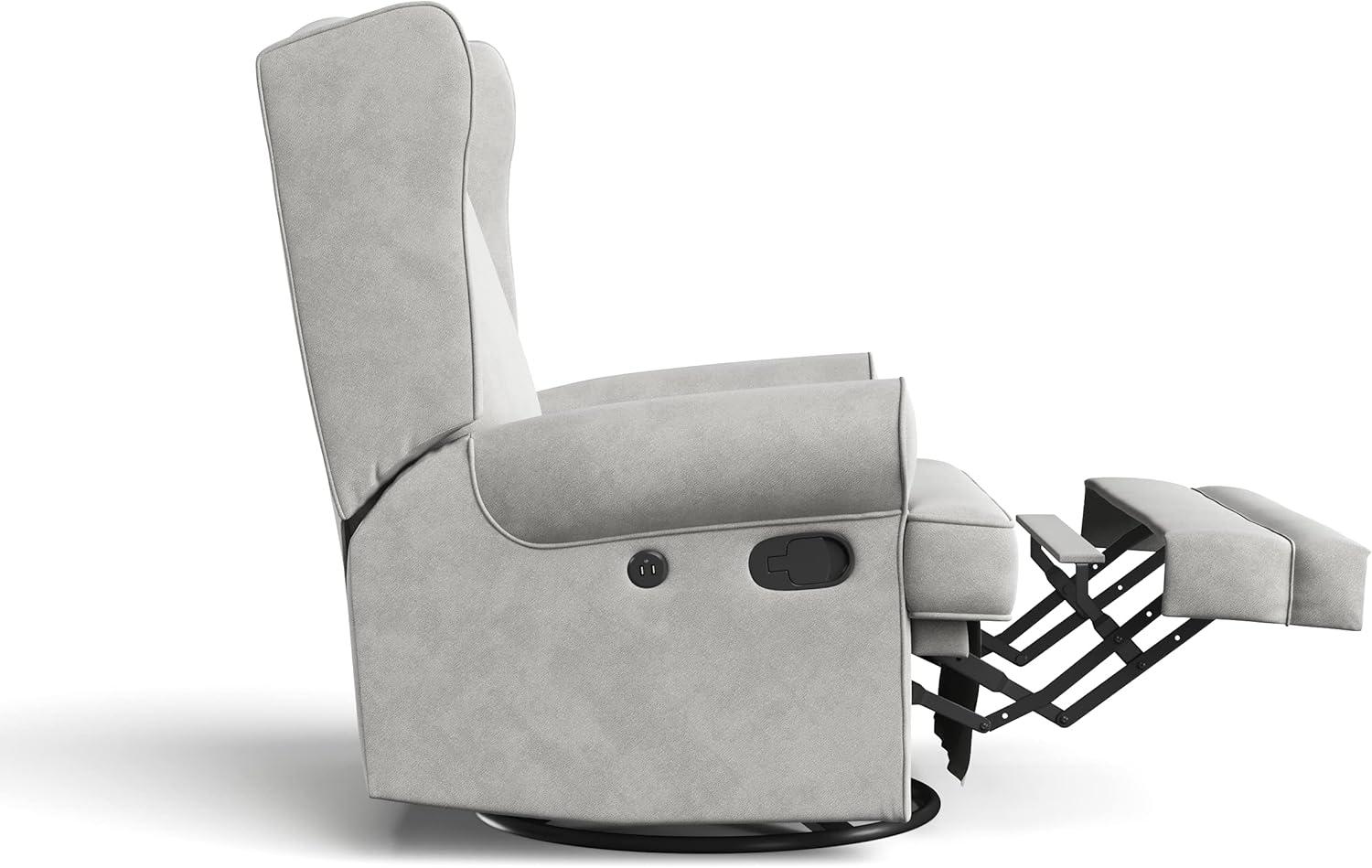 Serenity Swivel Reclining Glider Rocking Chair with USB