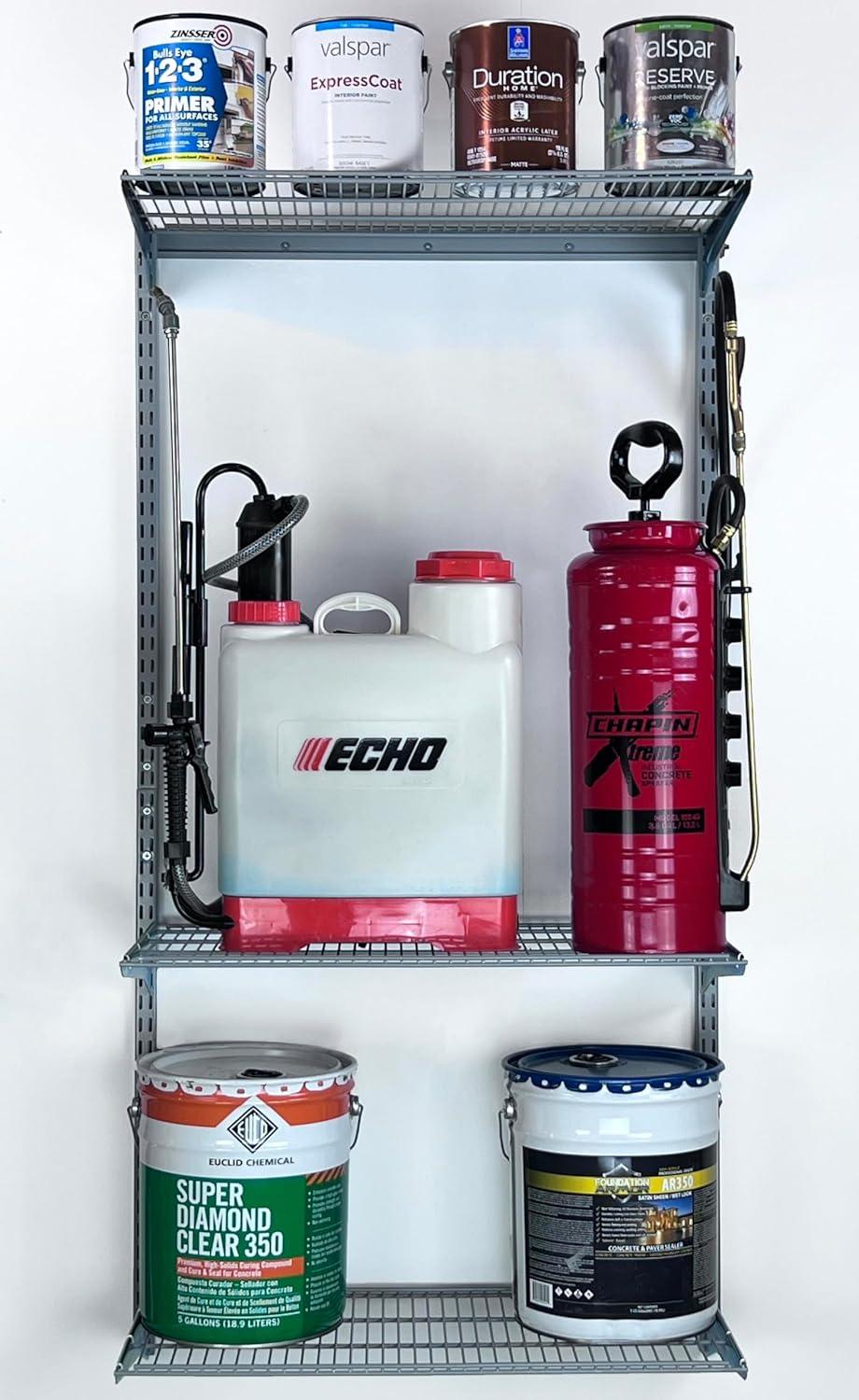 Triton Products Heavy Duty 3 Tier Wire Shelf, Gray, 375 lb. Capacity