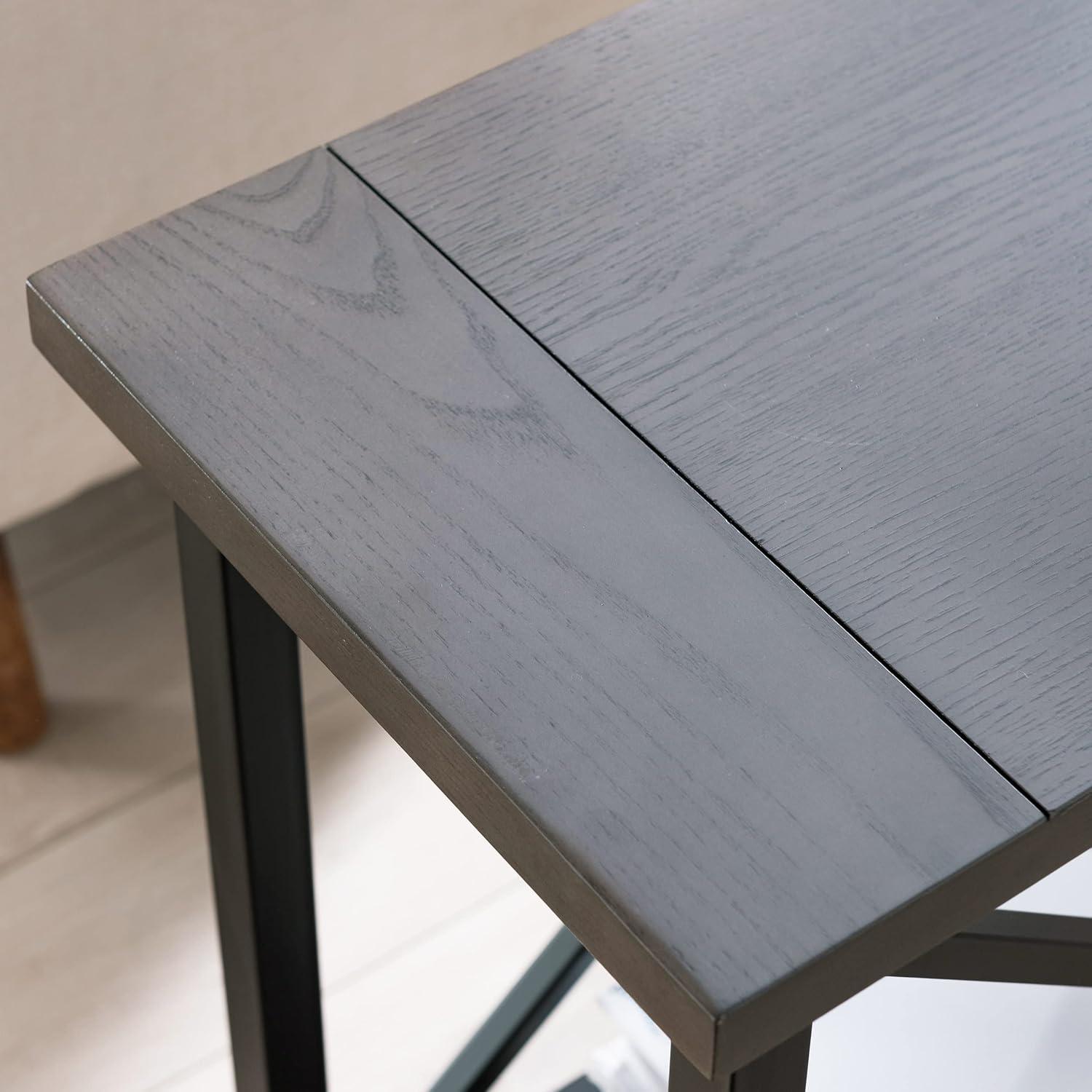 Chisel & Forge 25.75" Smoky Gray Wood and Matte Black Metal Table