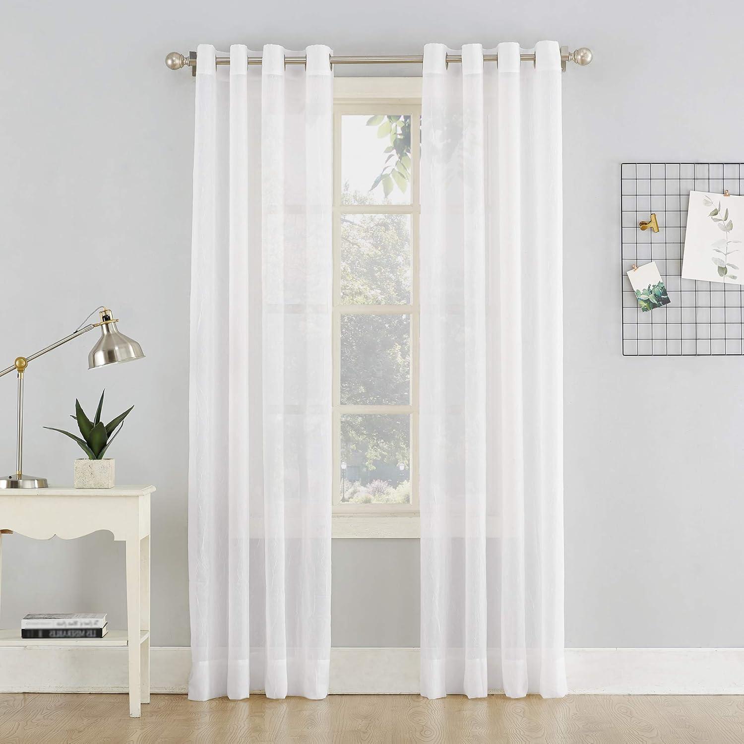 White Sheer Polyester Grommet Curtain Panel 51" x 84"