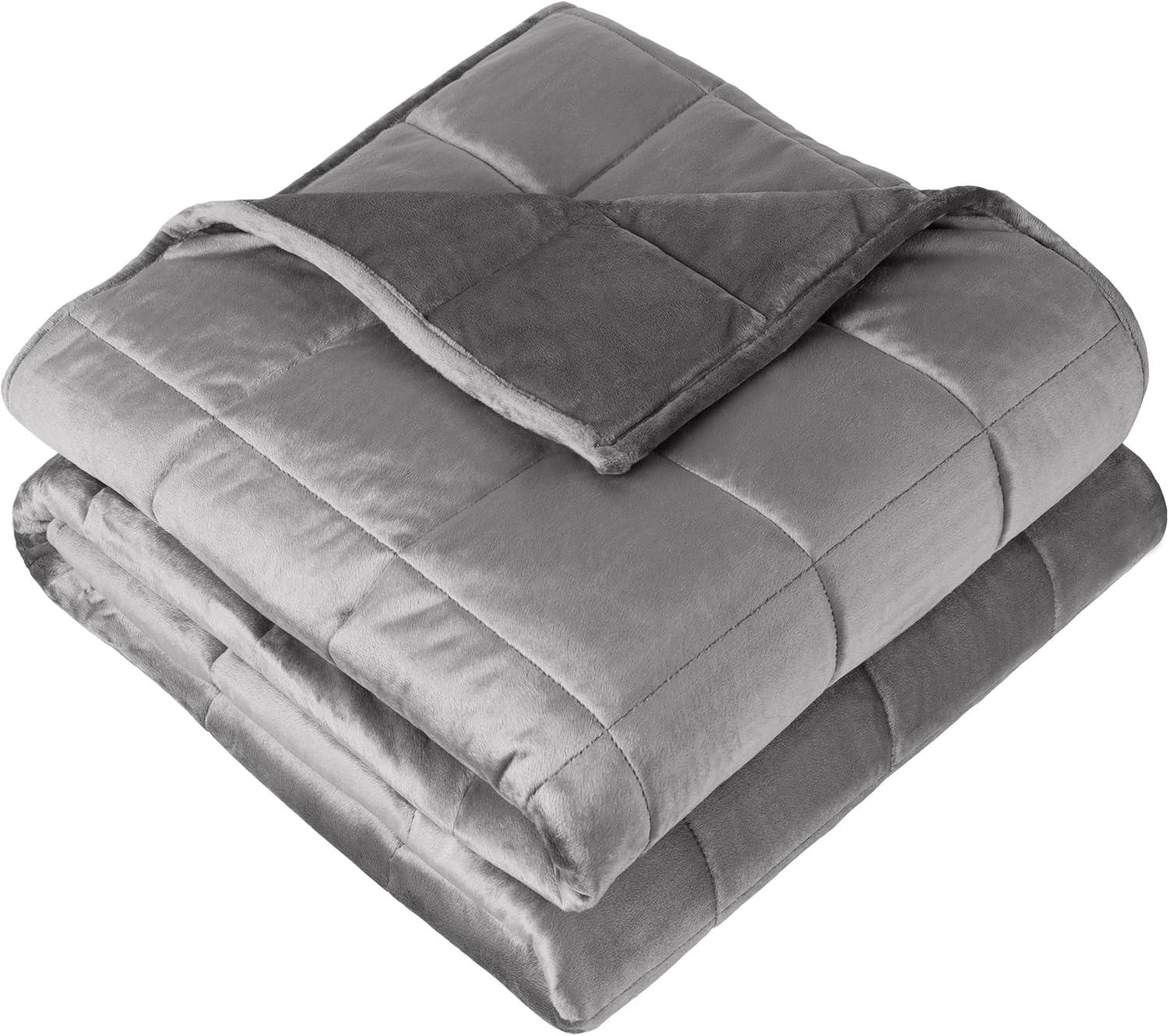 Bare Home 20 lbs Weighted Blanket for Adults - 60" x 80" - Minky Fleece, Light Gray