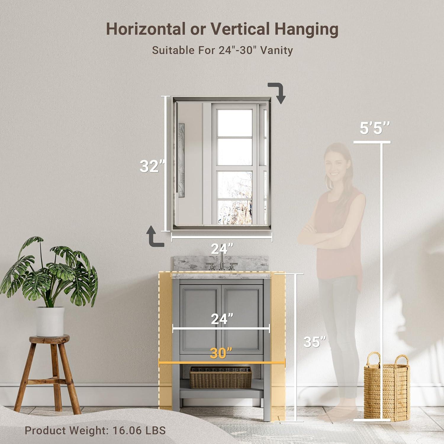 Lohoski Decorative Wall Mirror Beveled Design, Bathroom Vanity Mirror Accent Mirror Finish