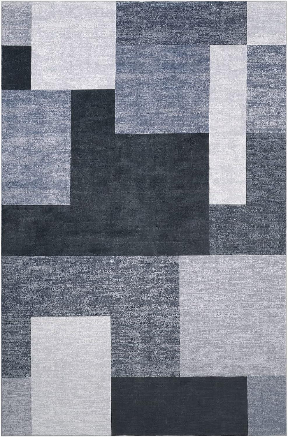 Modern Geometric Area Rug Machine Washable Rugs for Living Room Bedroom