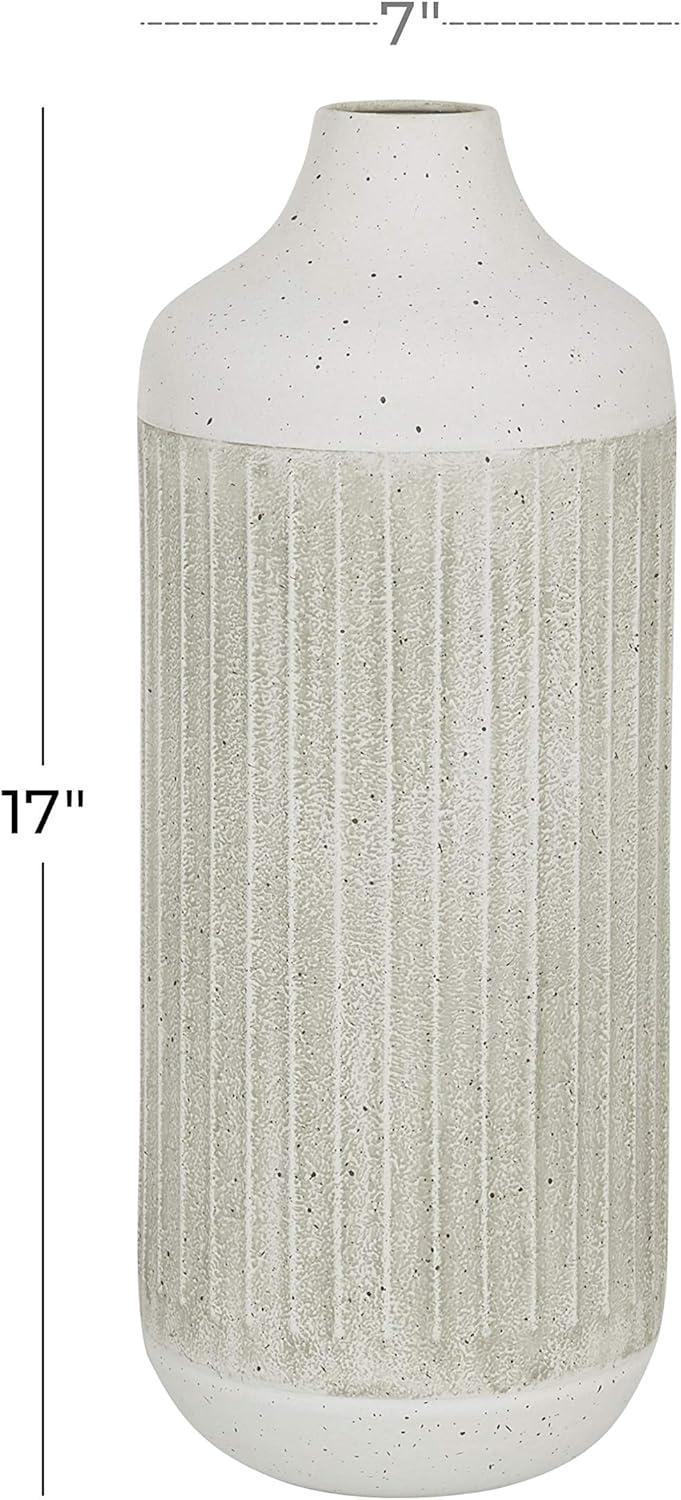 DecMode 13" Textured White Metal Vase