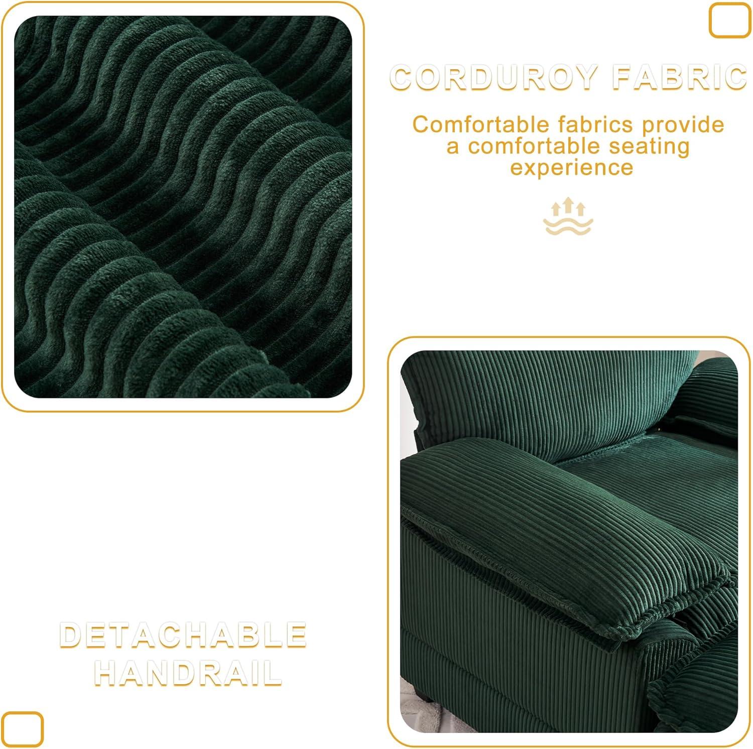 46.9" W Oversized Chair with Ottoman, Corduroy Upholstered Chaise Lounge Chair Indoor Reading Chairs Sofa Couche Oversized Comfy Chairs for Living Room, Bedroom (Corduroy Green)