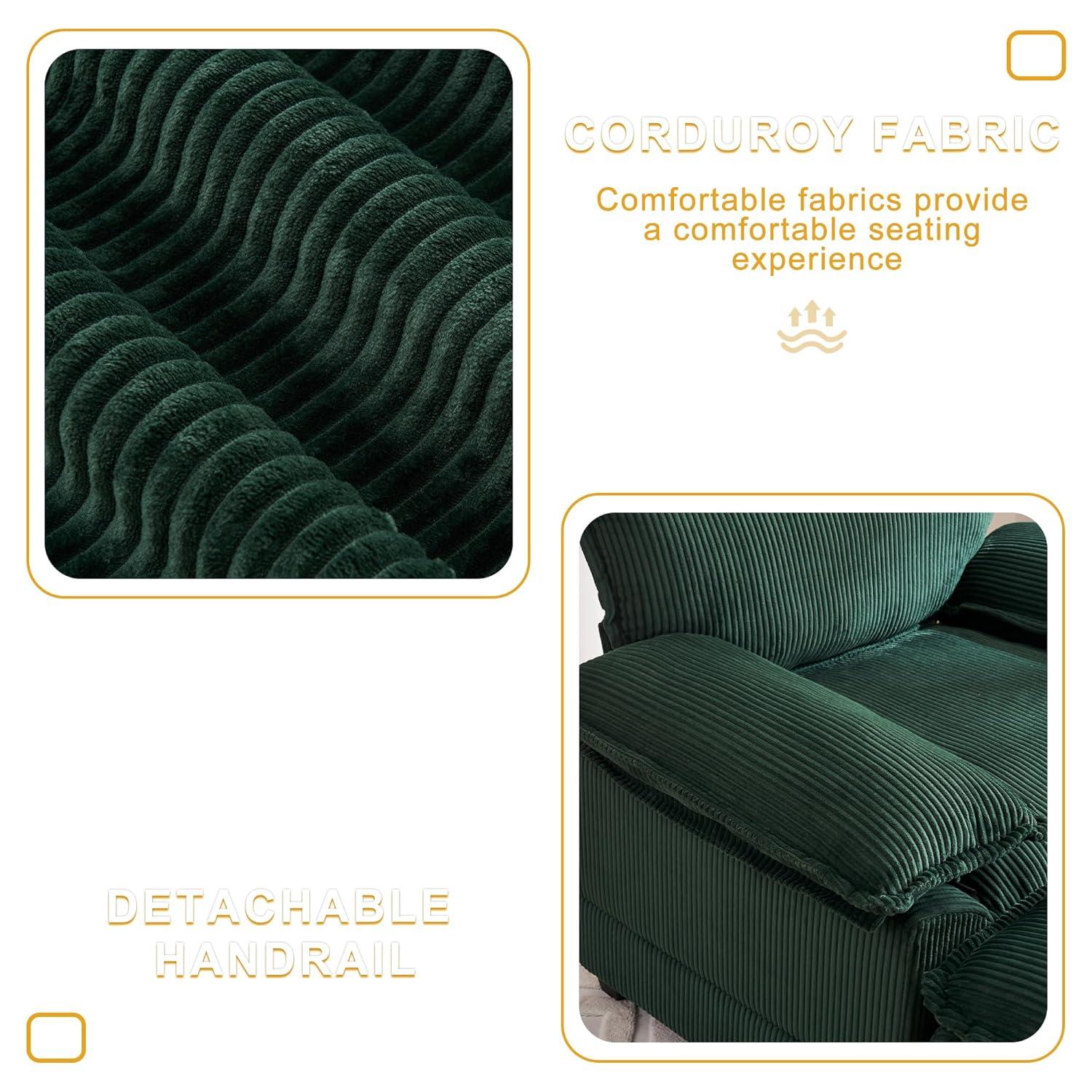 46.9" W Oversized Chair with Ottoman, Corduroy Upholstered Chaise Lounge Chair Indoor Reading Chairs Sofa Couche Oversized Comfy Chairs for Living Room, Bedroom (Corduroy Green)