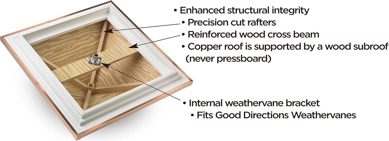 26 in. x 26 in. x 59 in. Coventry Vinyl Cupola with Copper Horse Weathervane