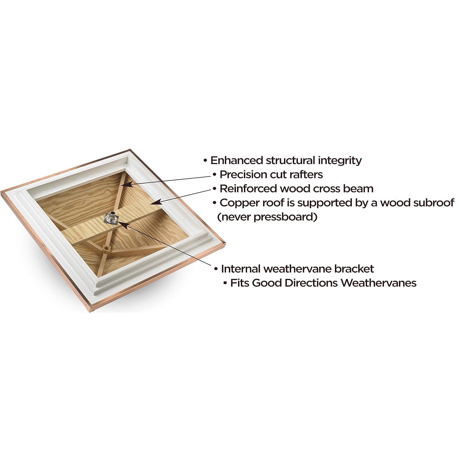 26 in. x 26 in. x 59 in. Coventry Vinyl Cupola with Copper Horse Weathervane