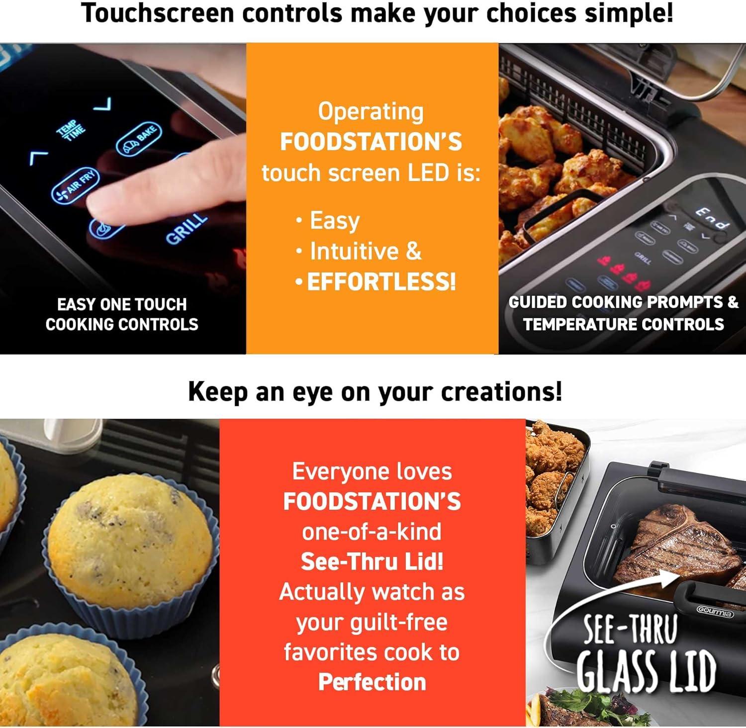 Gourmia Gourmia 6?Qt Smokeless Indoor Grill & Air Fryer FoodStation with Smoke Extracting Technology