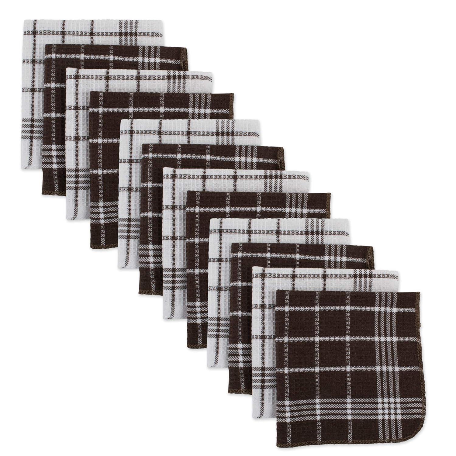 Design Imports  Mocha Waffle Weave Dishcloth - Set of 12