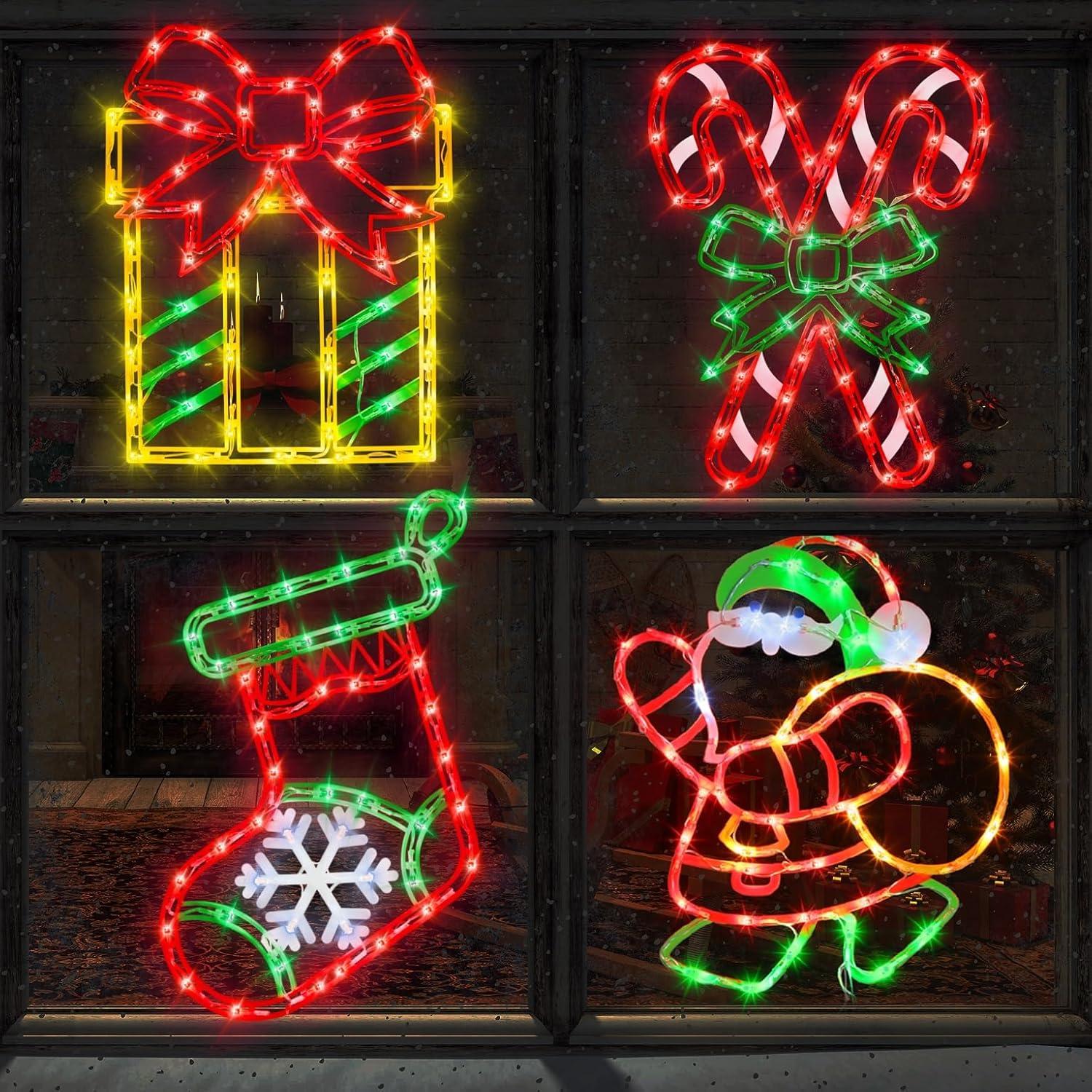 Multi-Color LED Christmas Window Silhouette Lights Set