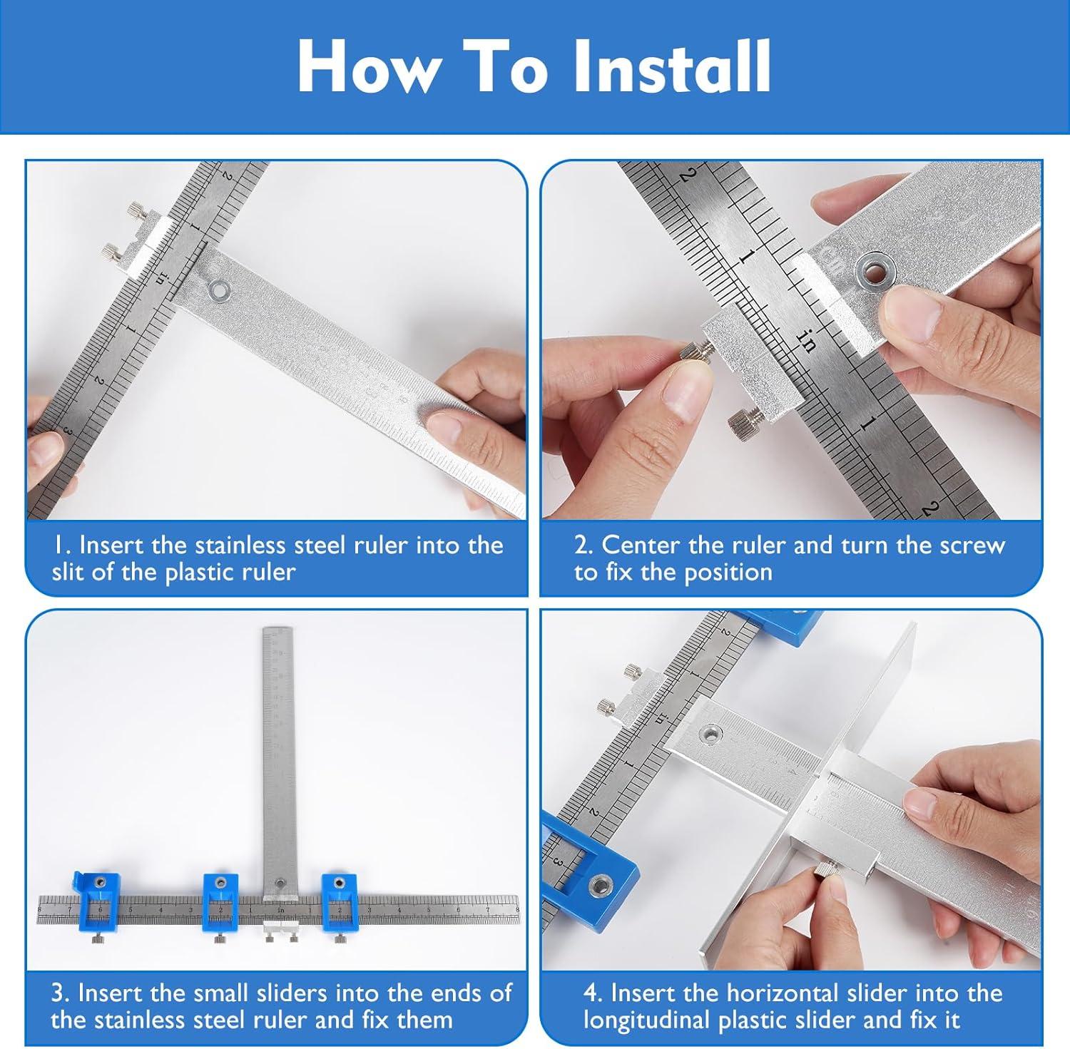 AQITTI Cabinet Hardware Punch Locator Drill Wood Drilling Dowelling for Installation of Handles Knobs on Doors and Drawer Cabinet Template tool for Handles and Pulls