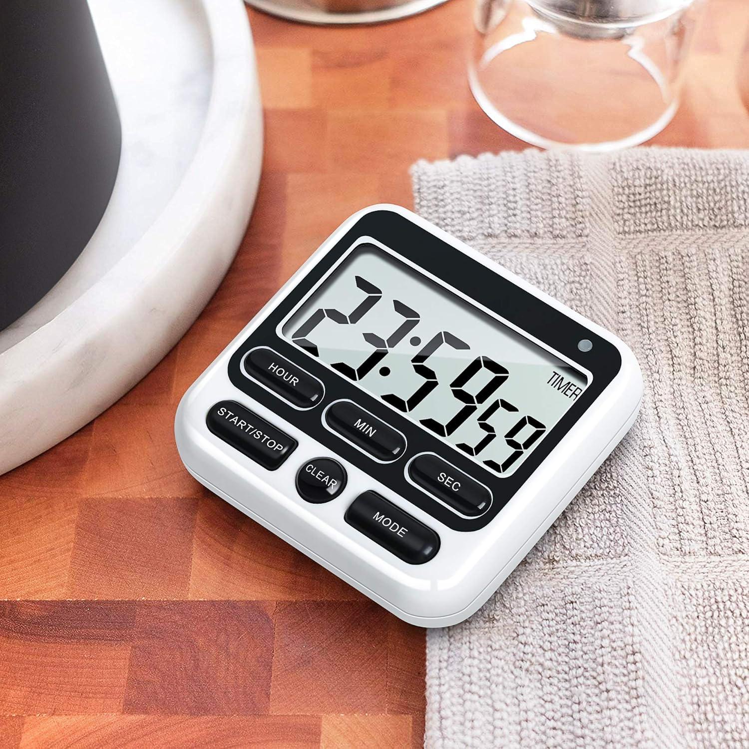 Digital Kitchen Timer, Magnetic Cooking Countdown Clock with Large LCD Display, Loud Alarm and Strong Magnetic Timer