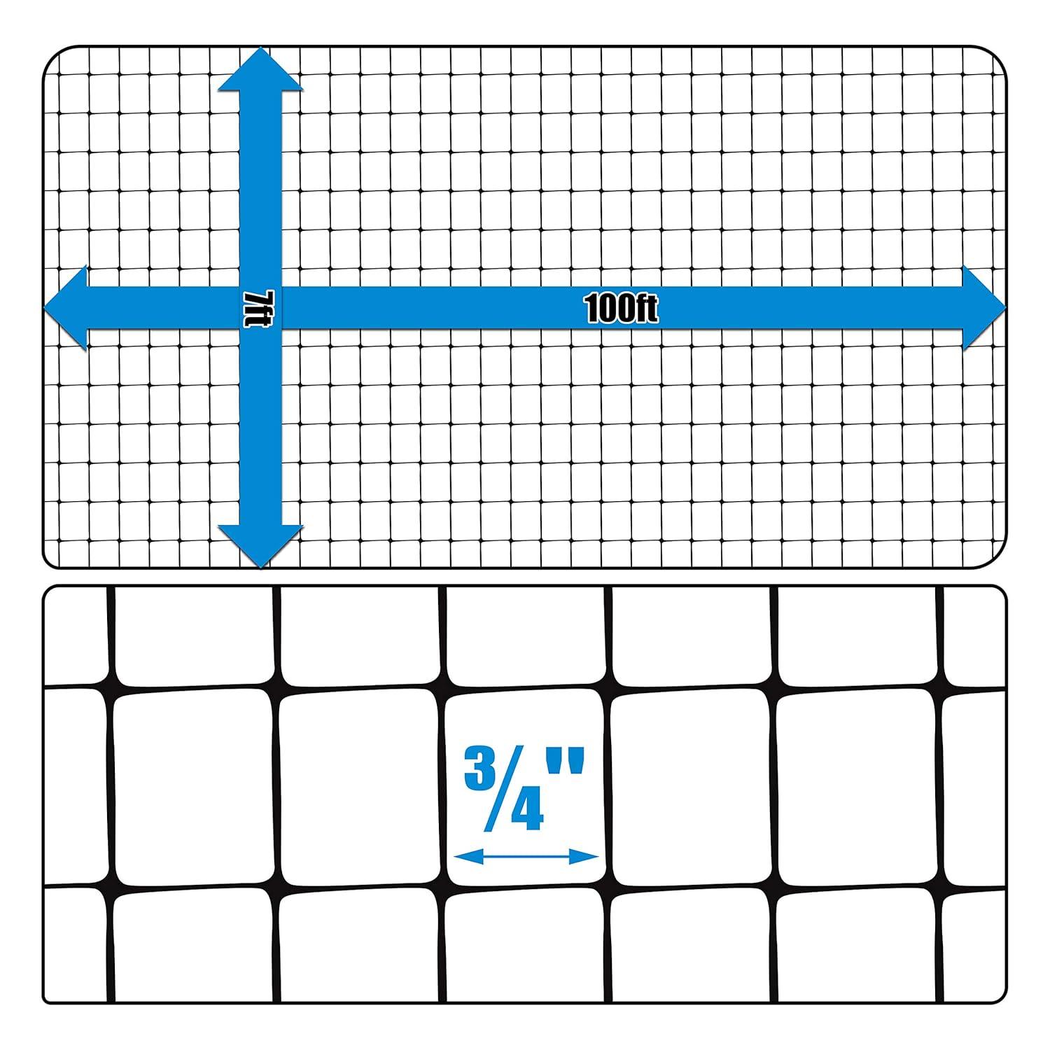 Fencer Wire 7 ft. x 100 ft. Garden & Plant Protective Netting with 3/4" Mesh, Reusable & Doesn't Tangle, Protection Against Bird, Deer and Other Animals, Multiple Choices Available