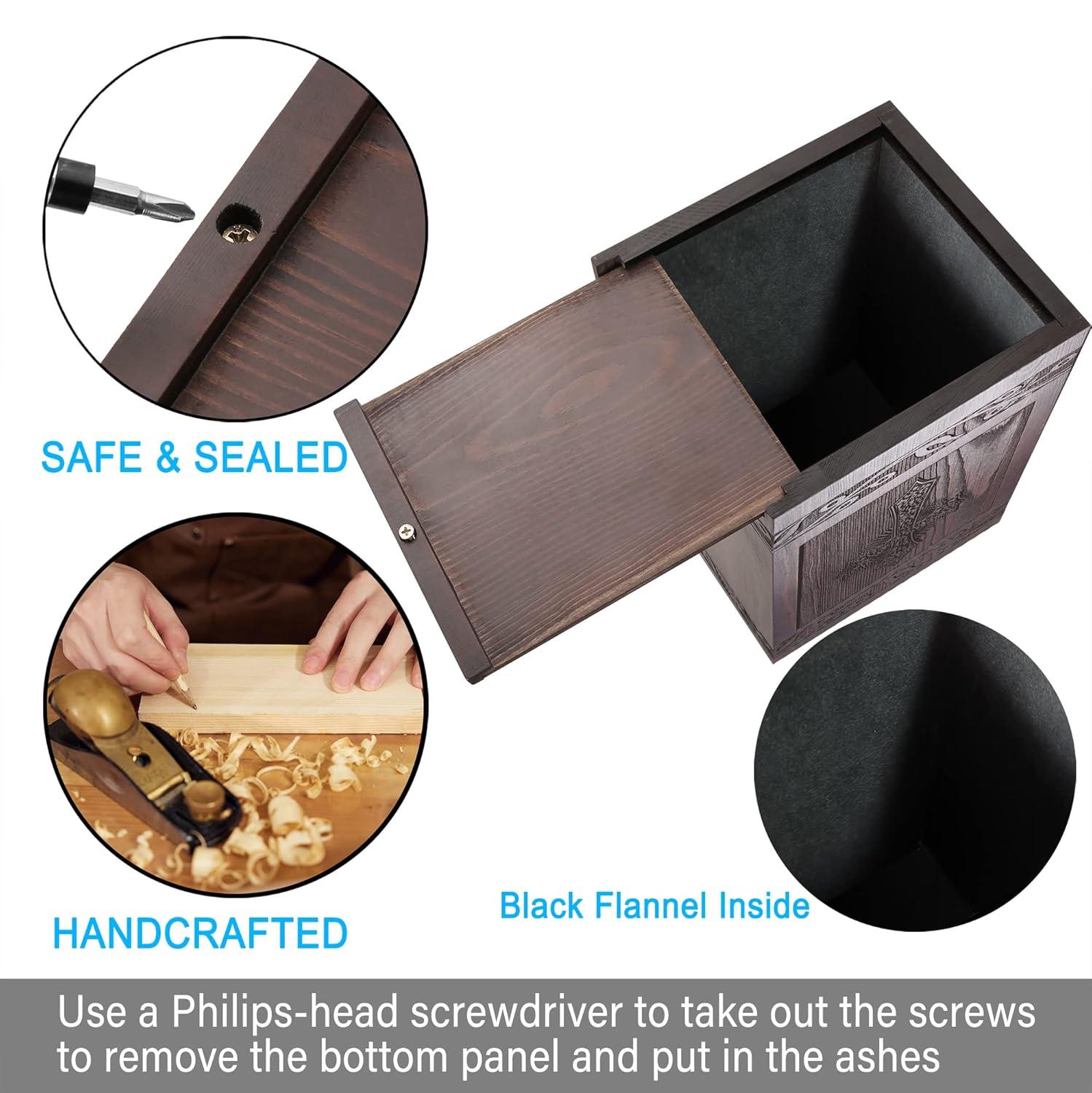 Cremation Urns for Human Ashes Adult Male Female, Wooden Carved Cross Urns Box and Casket for Ashes Men Women Child, Pets Cat Dog Urn, Burial Funeral Memorial Urns for Ashes, Holds 222 Cubic Inch