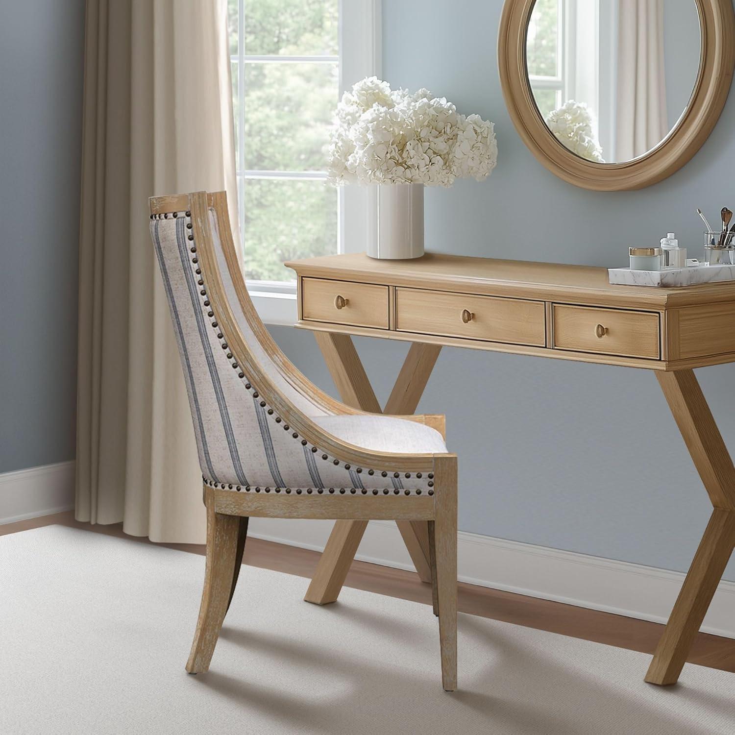 Martha Stewart Martha Stewart Elmcrest Wood Upholstered  Dining Chair with Nailhead Trim