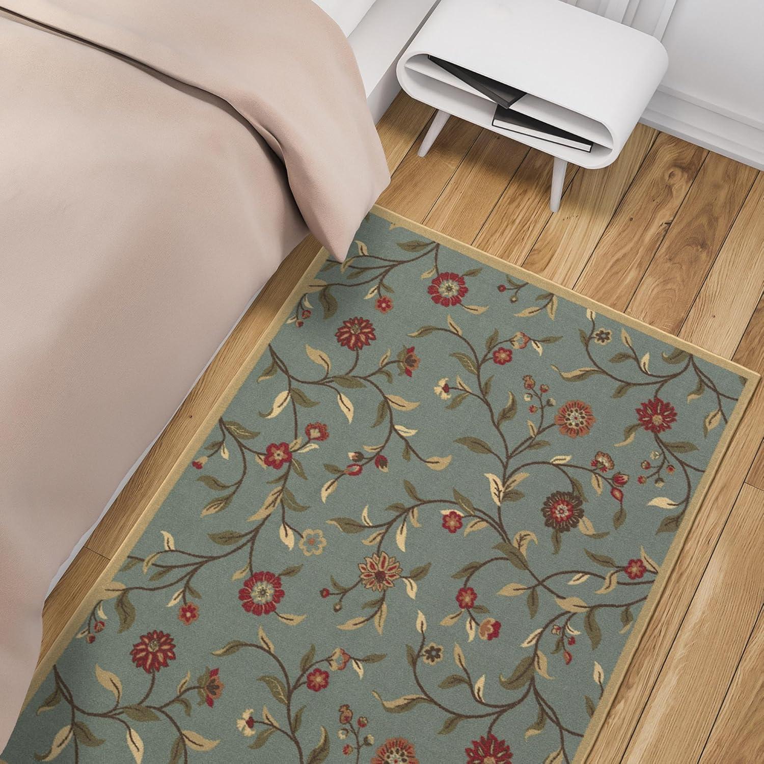 Machine Washable Non-Slip Floral Leaves Area Rug For Living Room, Hallway Runner, Entryway Rug