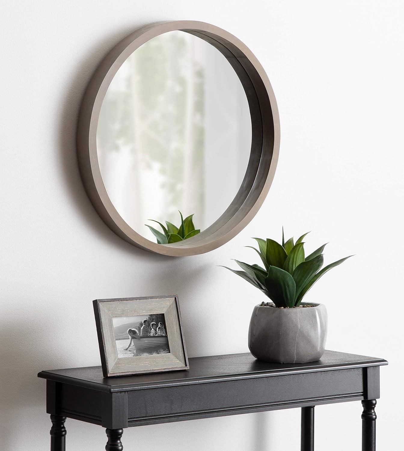 Kate and Laurel Hutton Round Decorative Wood Frame Wall Mirror