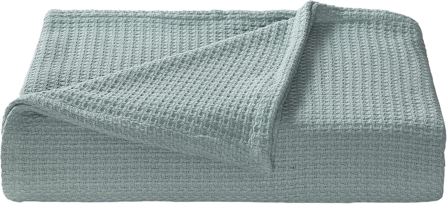 Coastal Knit King-Sized Cotton Blanket in Aqua