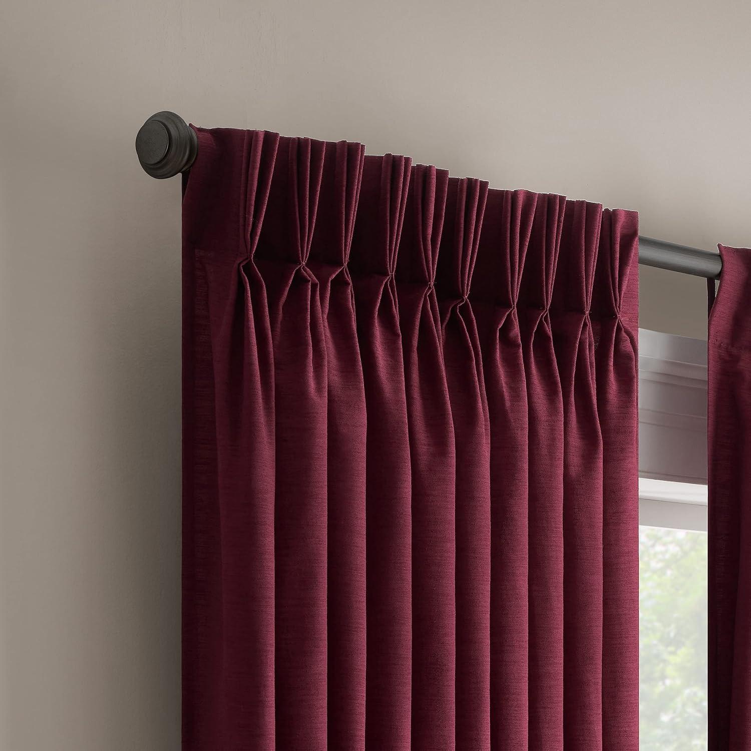 Cabernet Polyester Sheer Pleated Rod Pocket Curtains