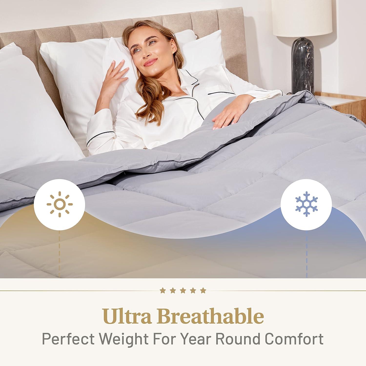 California King Gray Microfiber All-Season Comforter