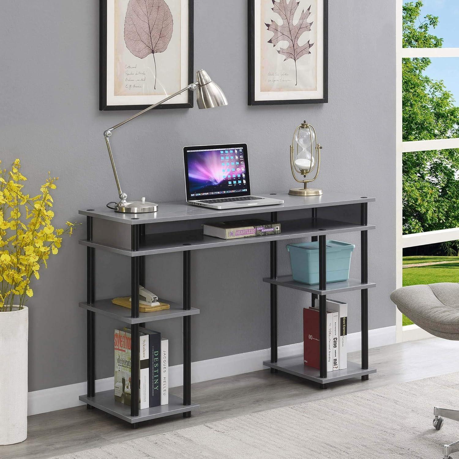 Modern Gray & Black No-Tools 48" Student Desk with Storage