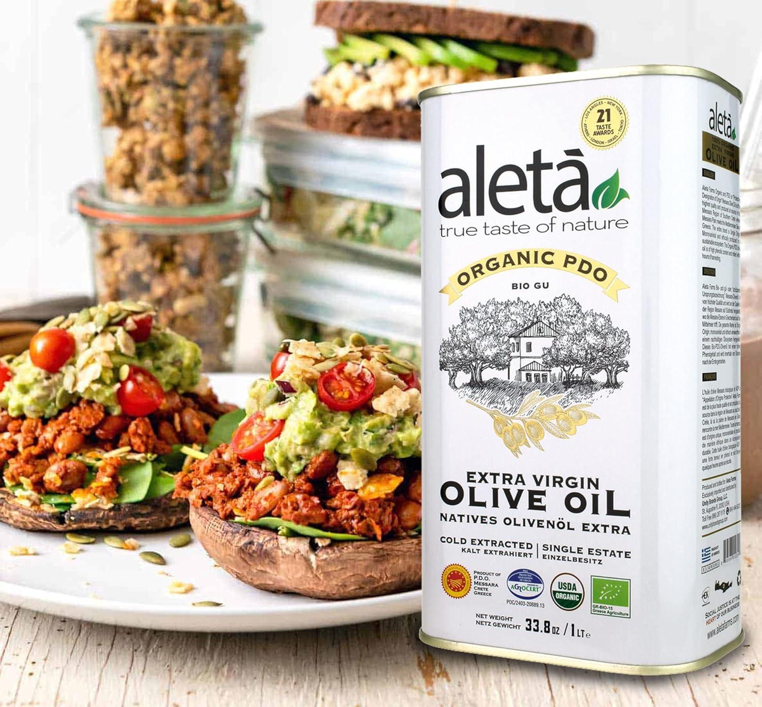 Aleta Organic Greek Extra Virgin Olive Oil in Metal Tin