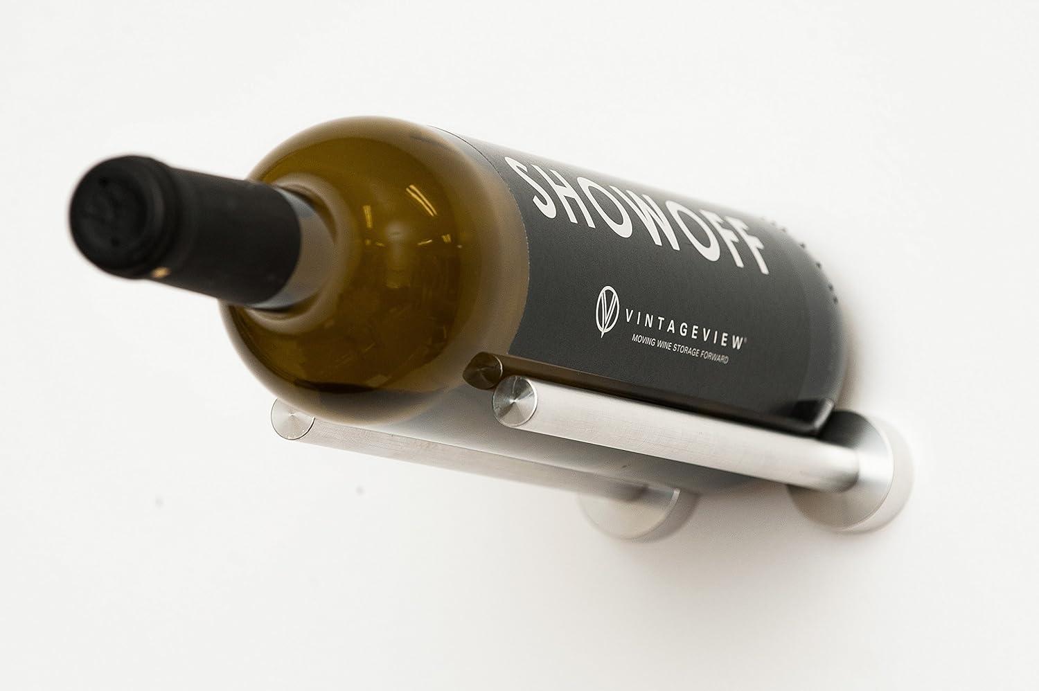 Milled Aluminum Modern Wall-Mounted Single Bottle Wine Rack