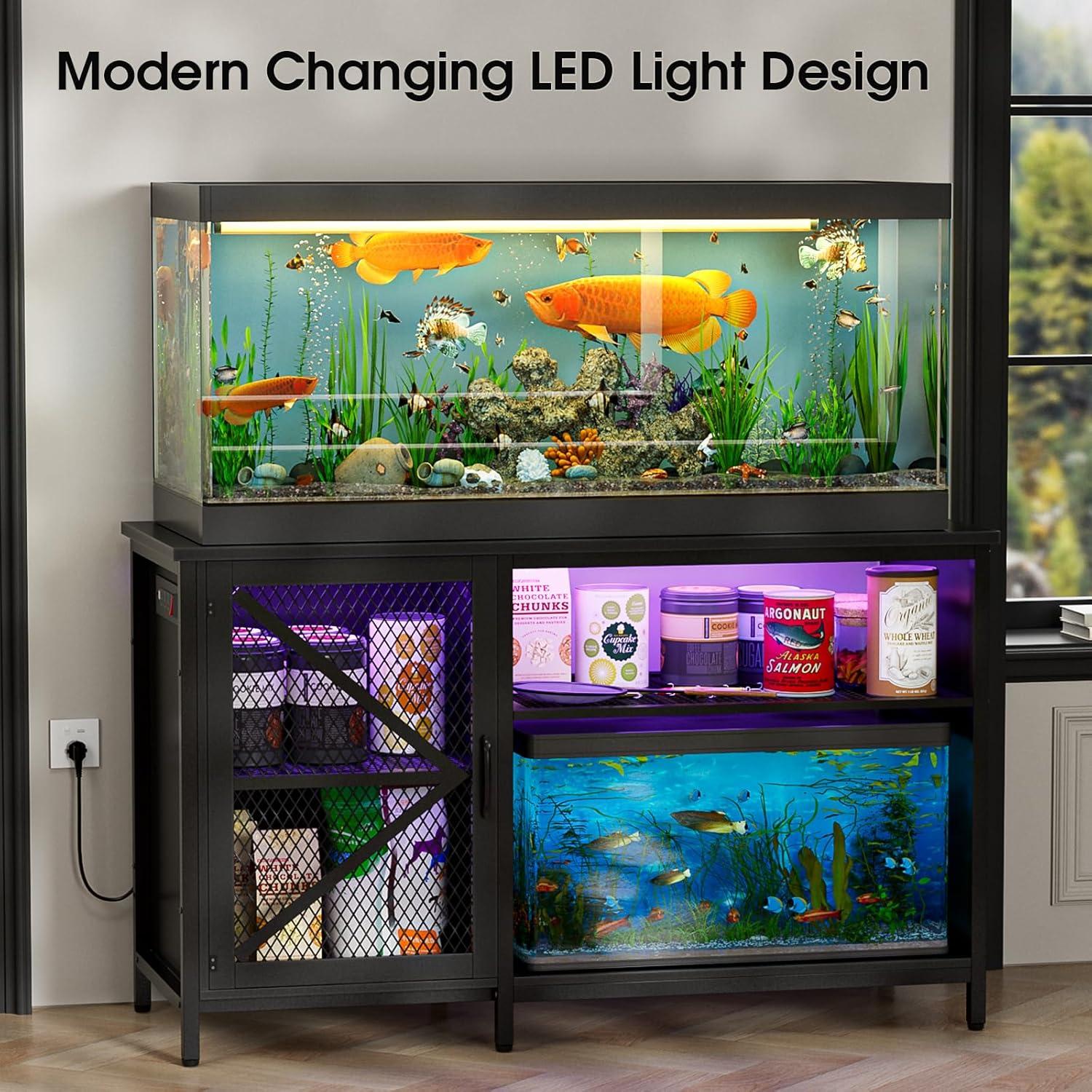 Tucker Murphy Pet™ Fish Tank Stand - 55-75 Gallon Wooden Aquarium Stand With Storage Cabinet For Fish Tank Accessories - 770 LBS Capacity, 51"X19.6"X35"H